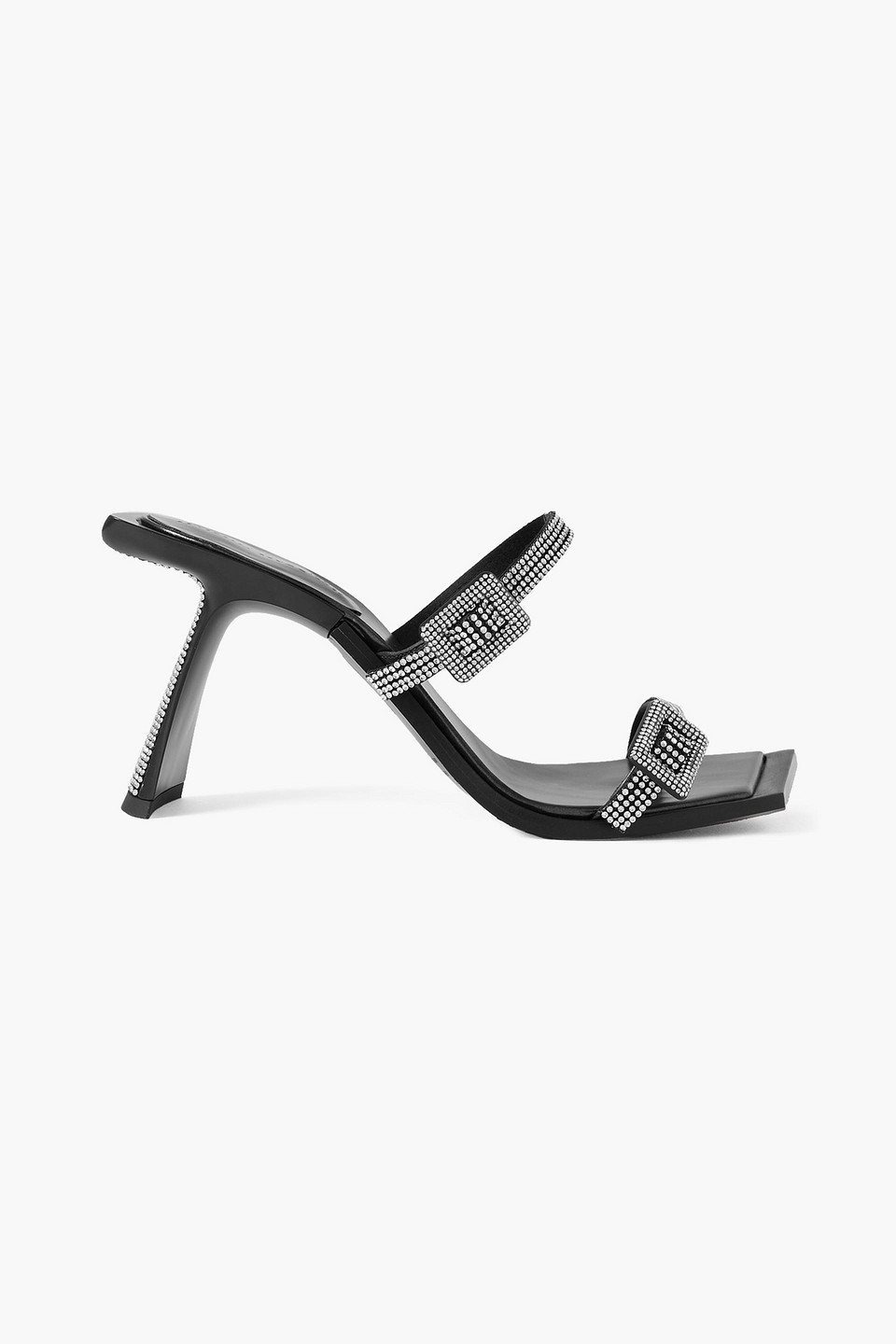 Benedetta Bruzziches Square Toe Rhinestone Double Strap Sandals In Black