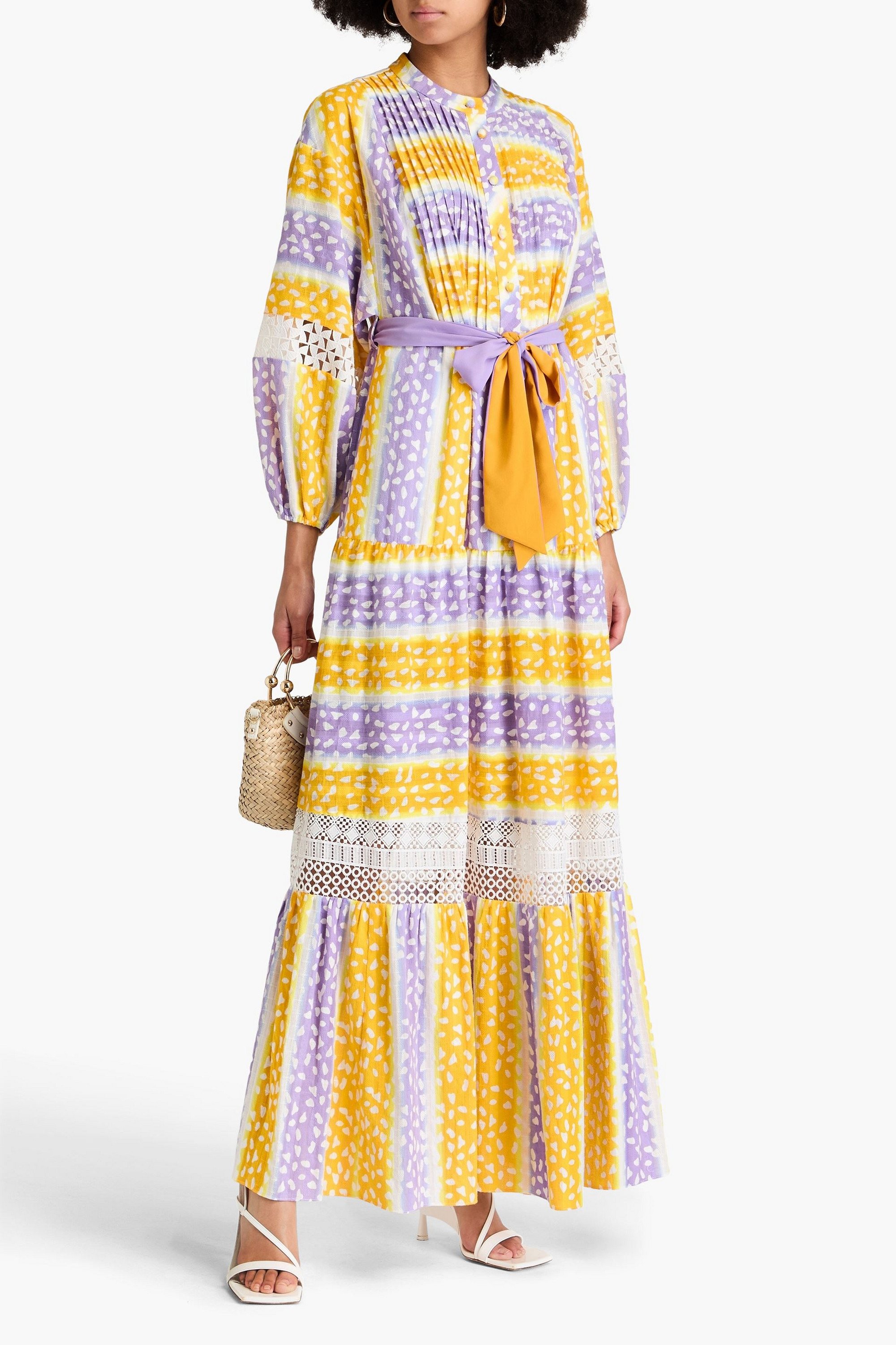 Diane von Furstenberg - Tessa guipure lace-trimmed printed cotton-jacquard maxi dress | Plush Diane von Furstenberg - Tessa guipure lace-trimmed printed cotton-jacquard maxi dress | Plush