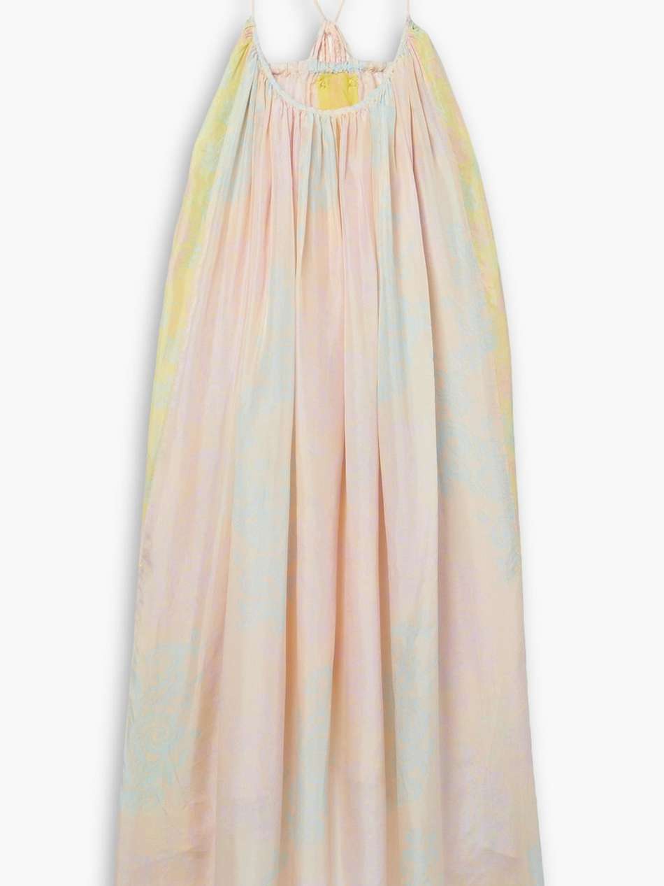 parachoot paneled tie-dyed silk-voile midi dress