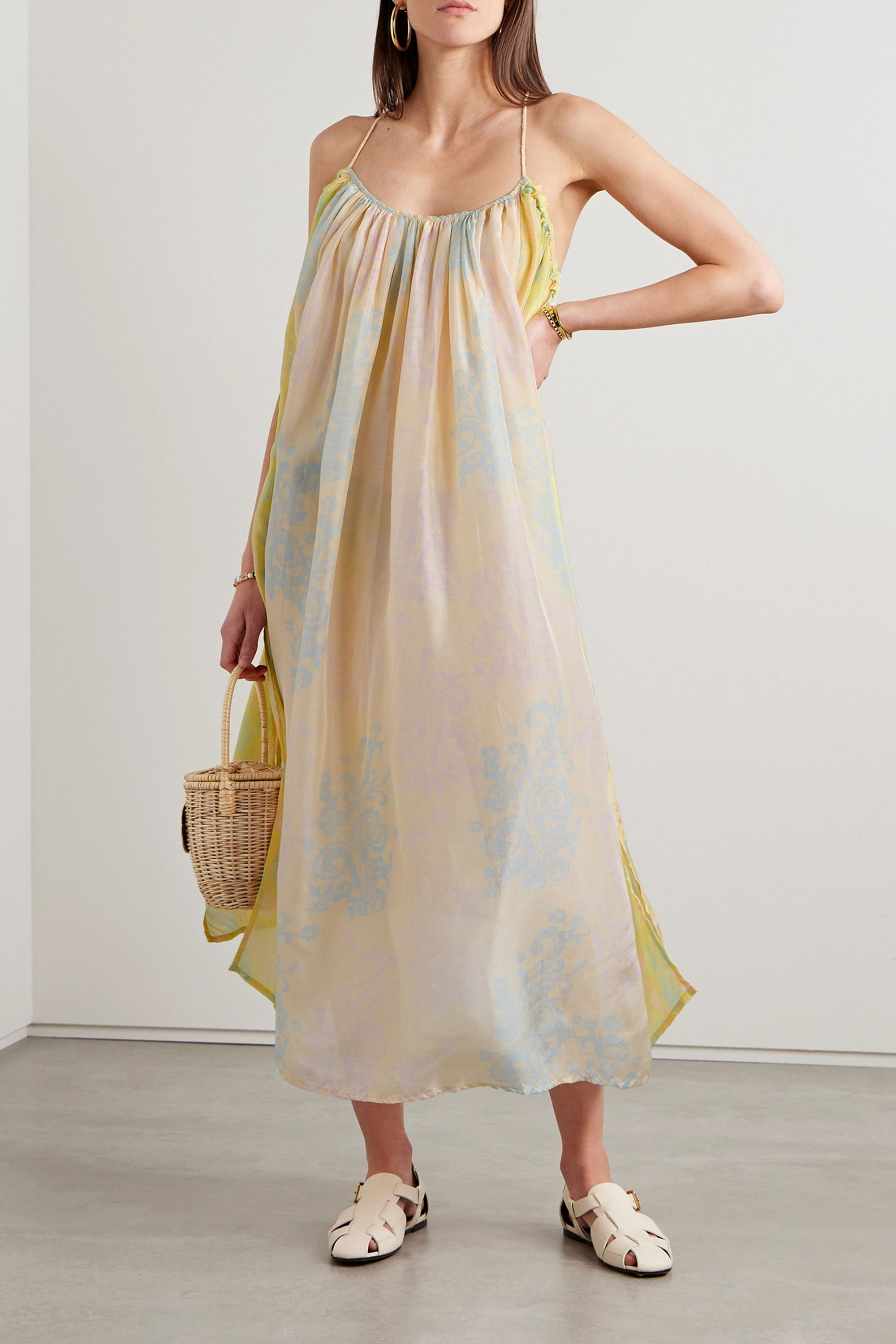 Yvonne S Parachoot paneled tie-dyed silk-voile midi dress