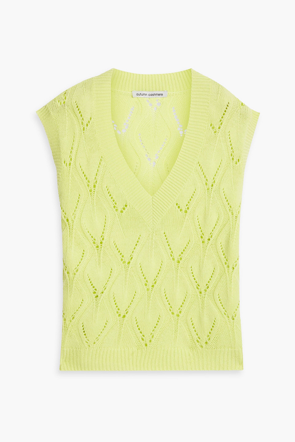 Autumn Cashmere Pointelle-knit Cashmere Vest In Chartreuse