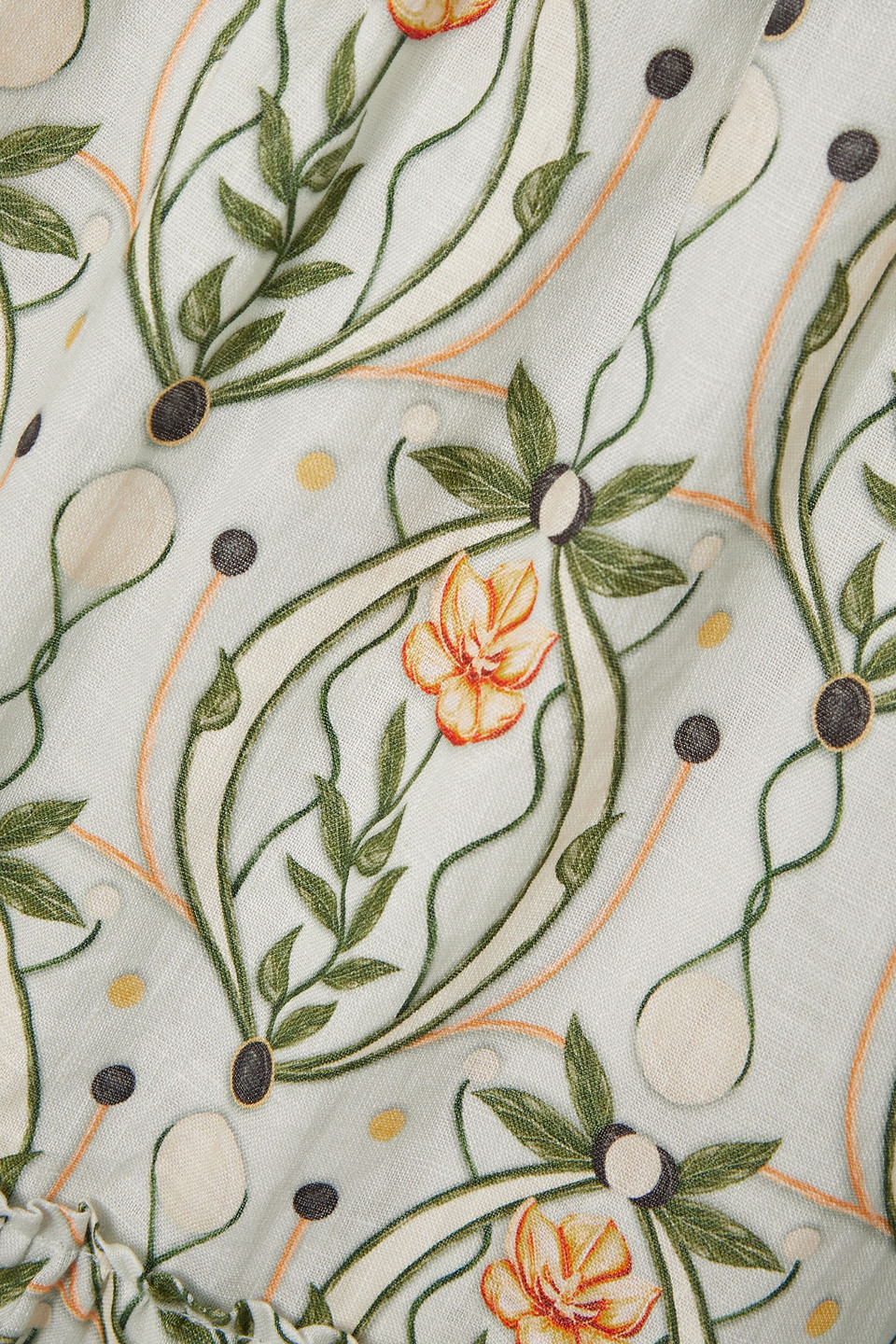 AGUA BY AGUA BENDITA CONSUELO LUNAR OPEN-BACK EMBROIDERED PRINTED LINEN HALTERNECK MIDI DRESS
