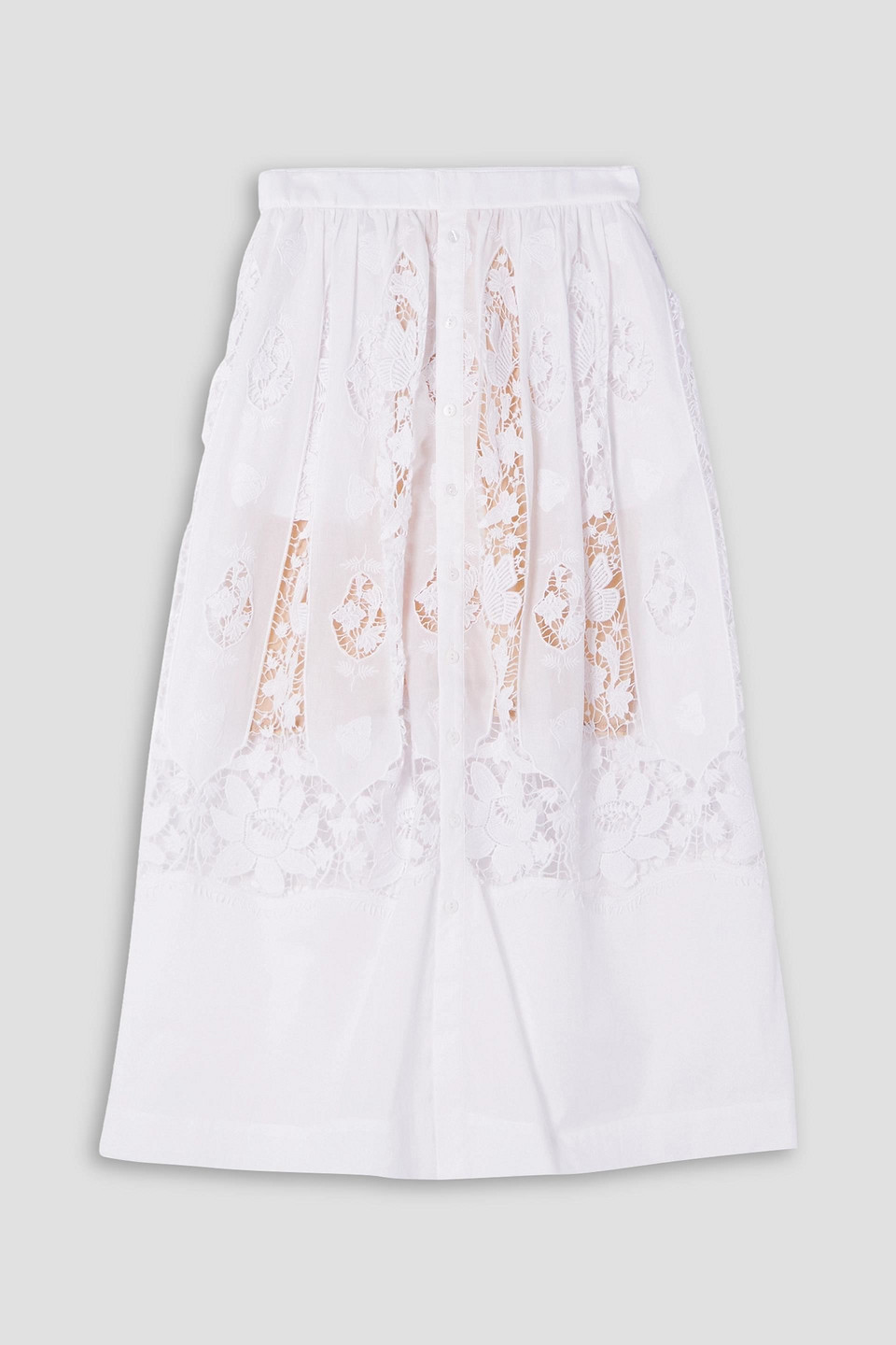 Reagan embroidered cotton midi skirt