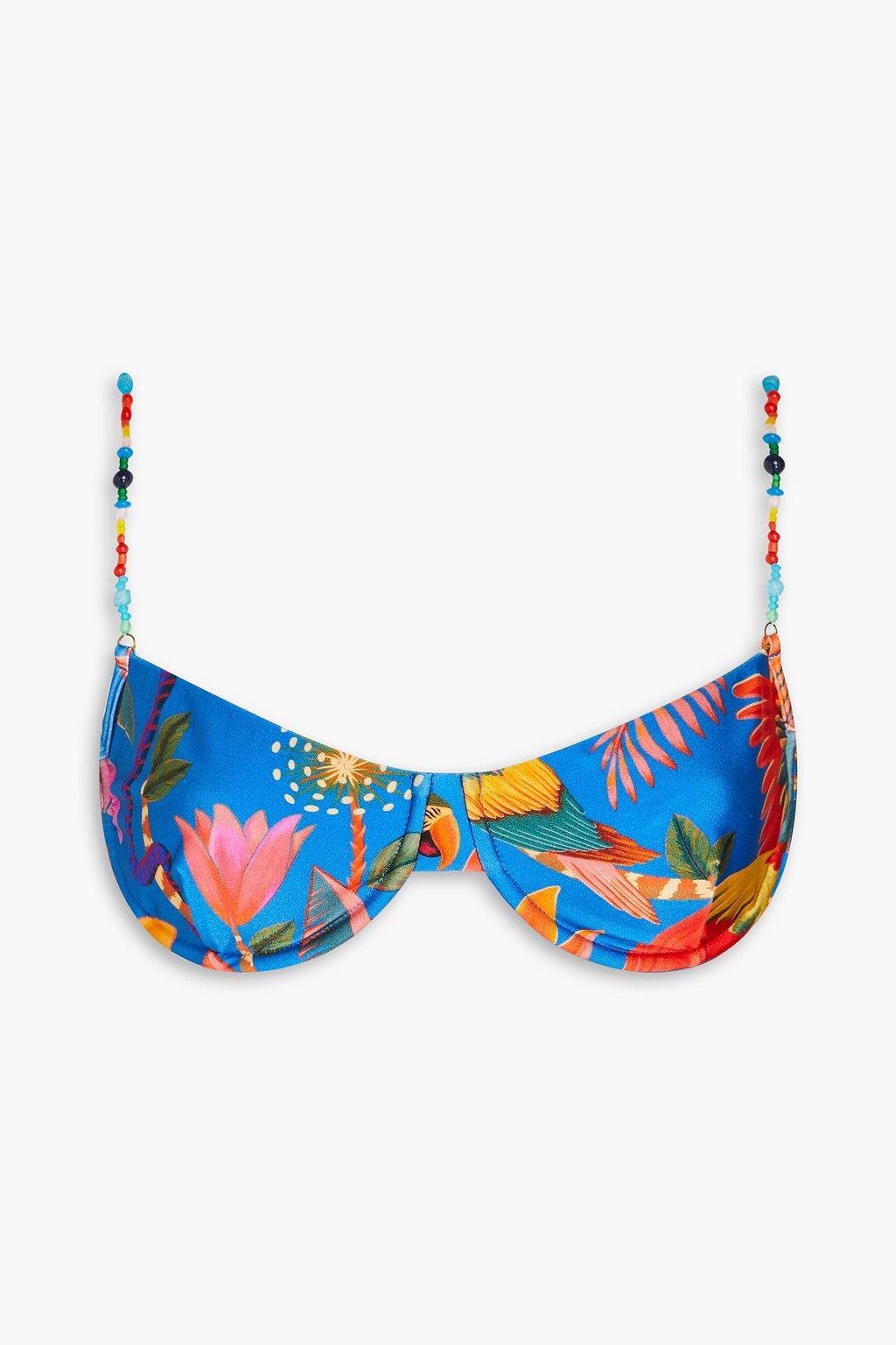 Embellished printed underwired bikini top cobalt blue XS