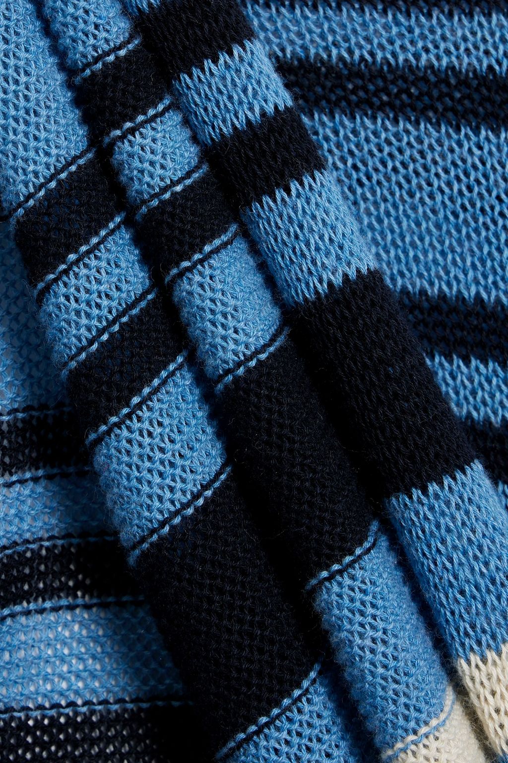 AUTUMN CASHMERE Tasseled striped cotton cardigan
