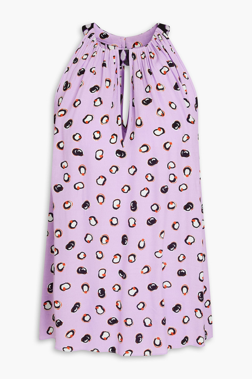 Diane Von Furstenberg Lilia Cutout Printed Crepe Top In Lilac