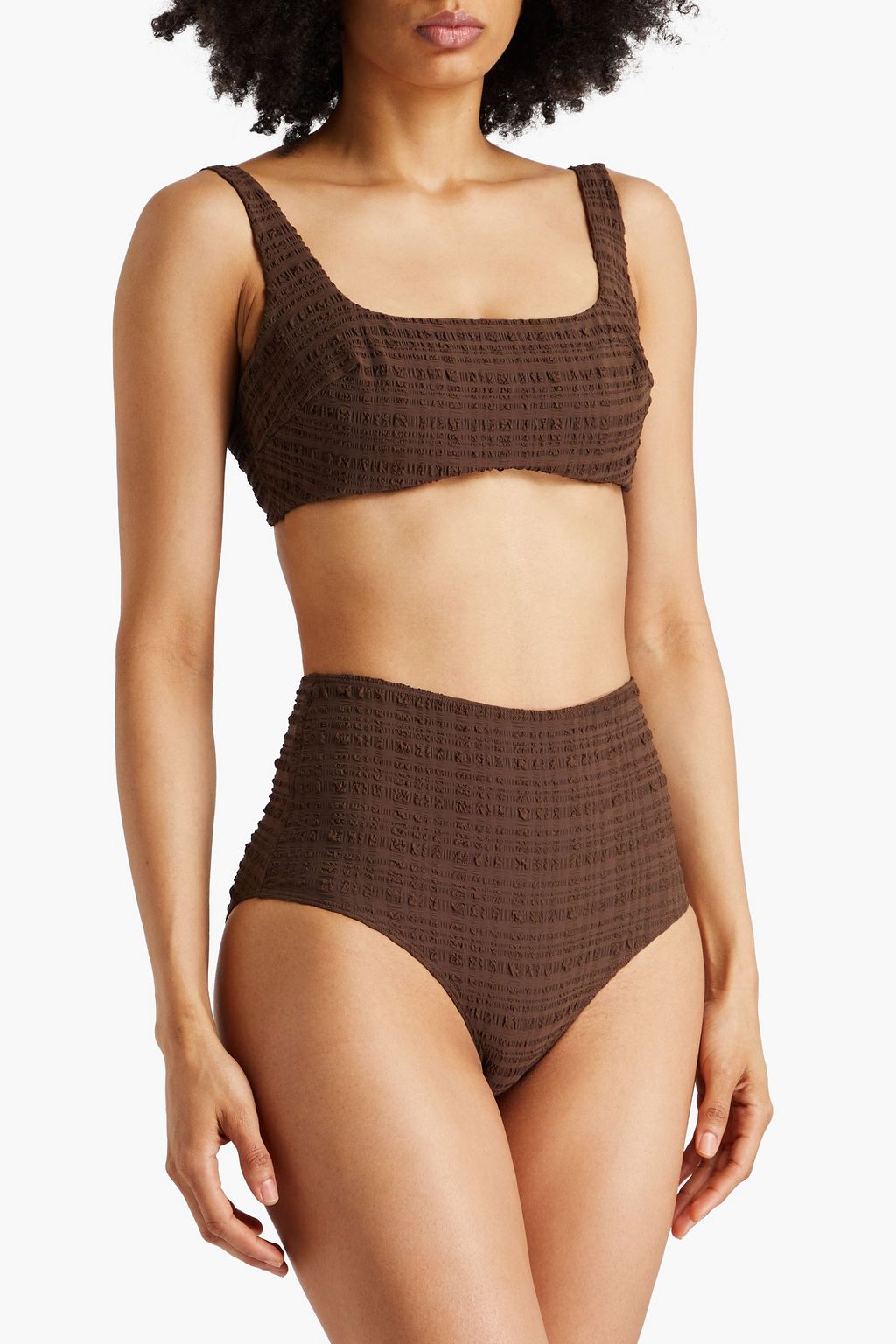 FORM AND FOLD The Rise seersucker high-rise bikini briefs