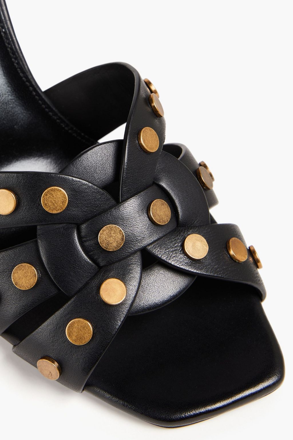 SAINT LAURENT حذاء ميول ''تريبوتيه'' من الجلد مزيّن بدبابيس معدنية