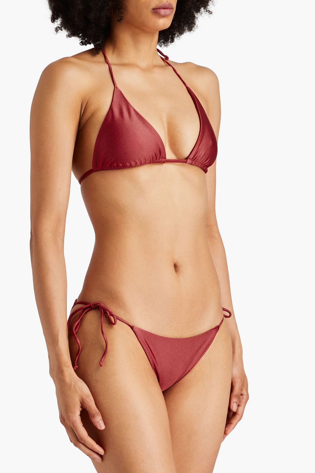JADE SWIM قطعة بيكيني سفلية بخصر منخفض الارتفاع ومزينة بربطات