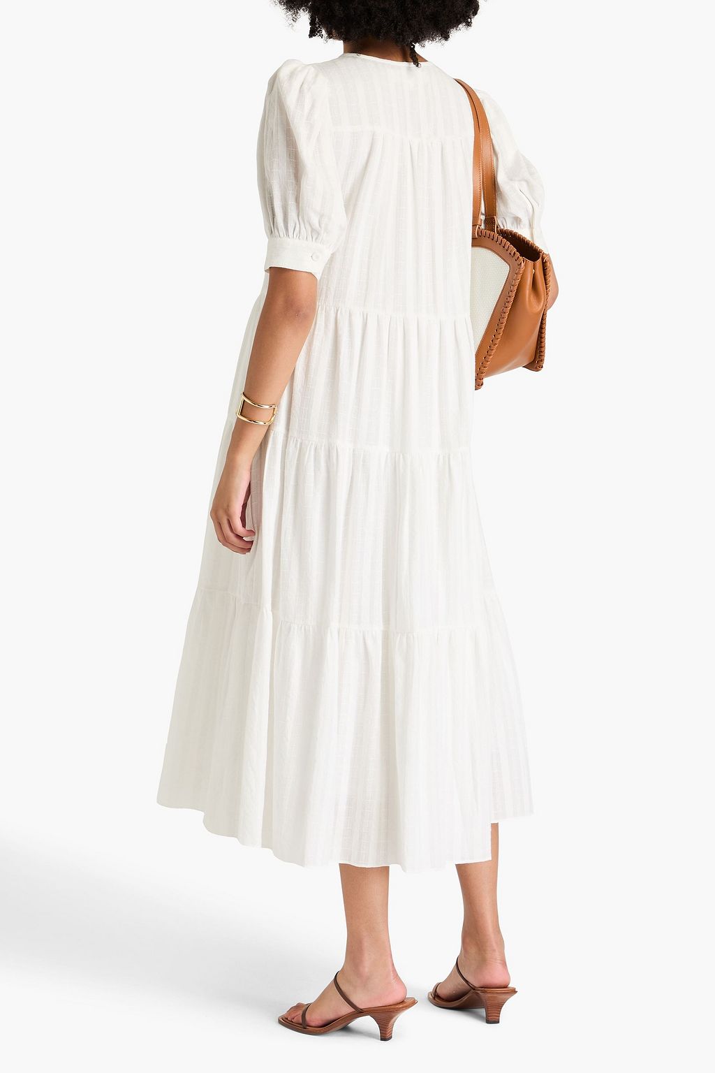 DIANE VON FURSTENBERG Carice bow-detailed tiered cotton-jacquard midi dress