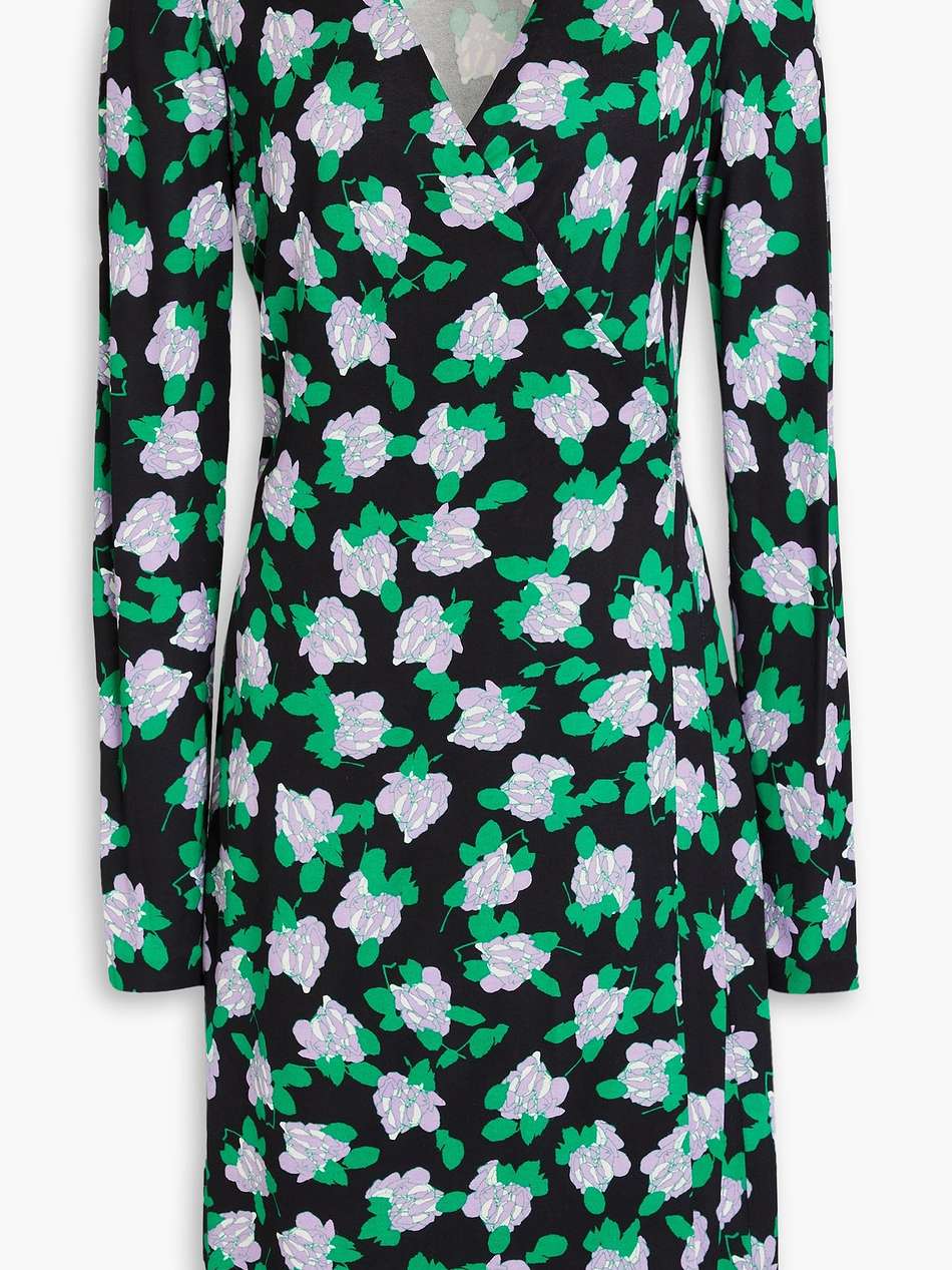 new julian floral-print silk-jersey mini wrap dress