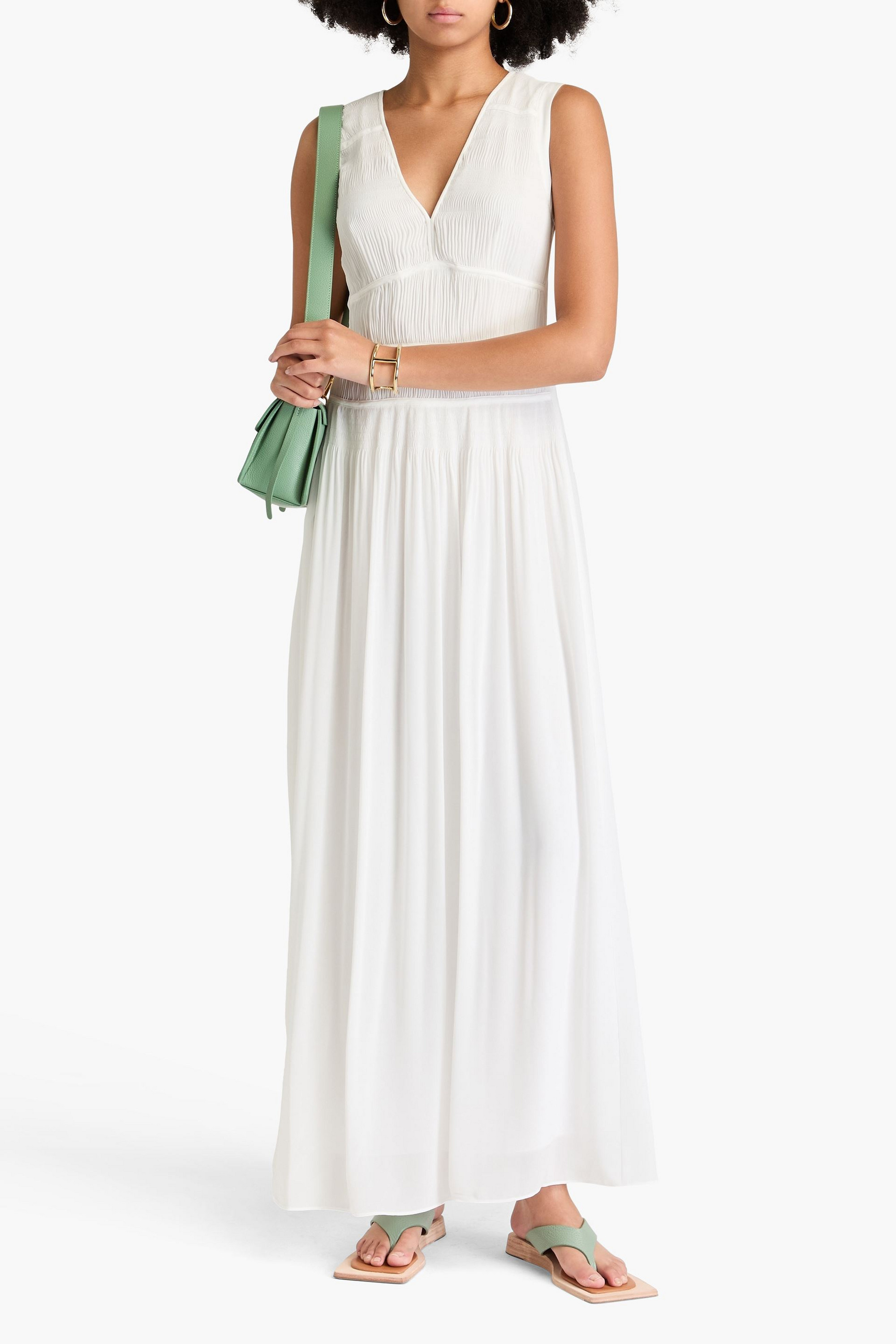 Diane von Furstenberg Saul plissé crepe de chine maxi dress