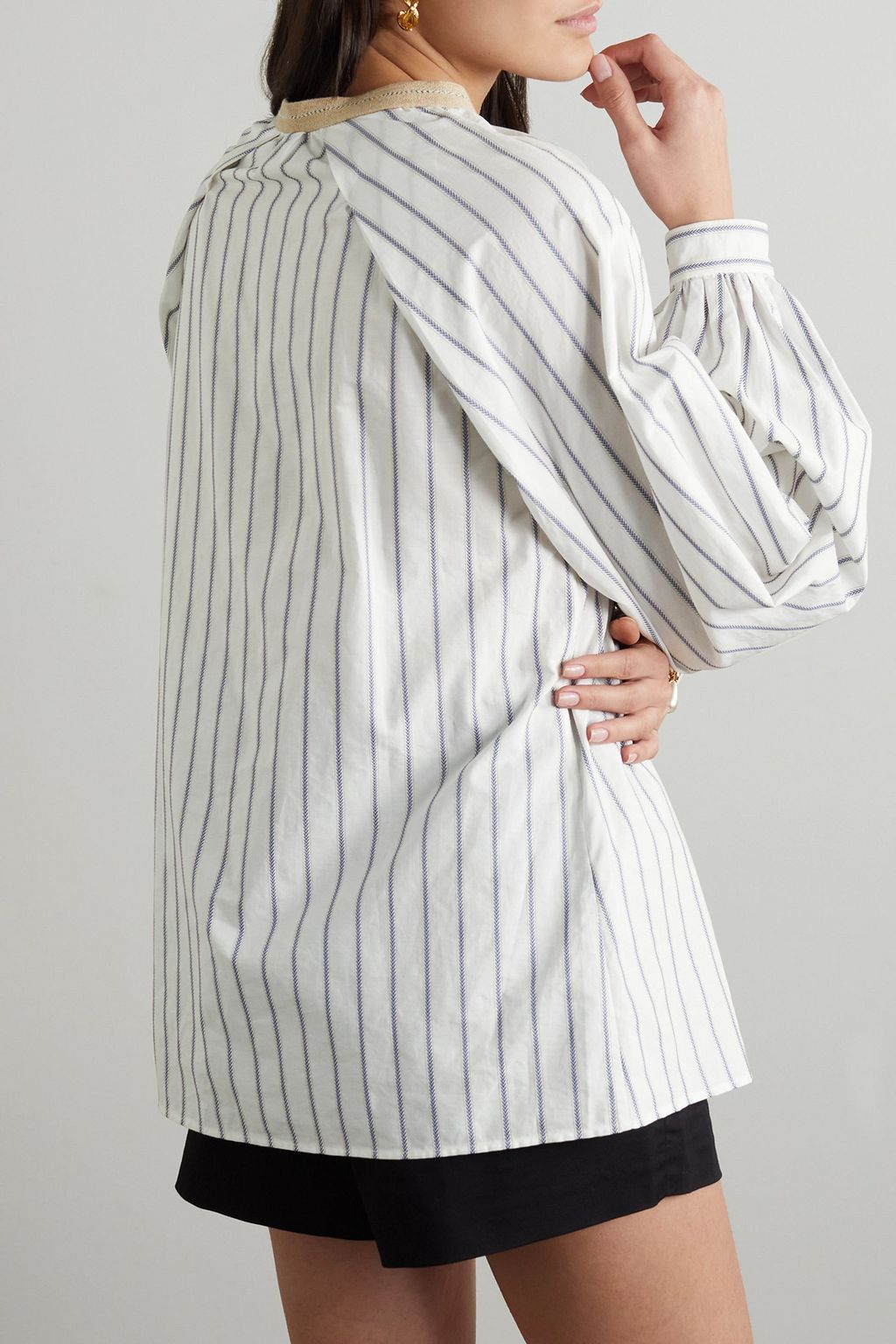 ZEUS + DIONE Tyche striped cotton-poplin blouse