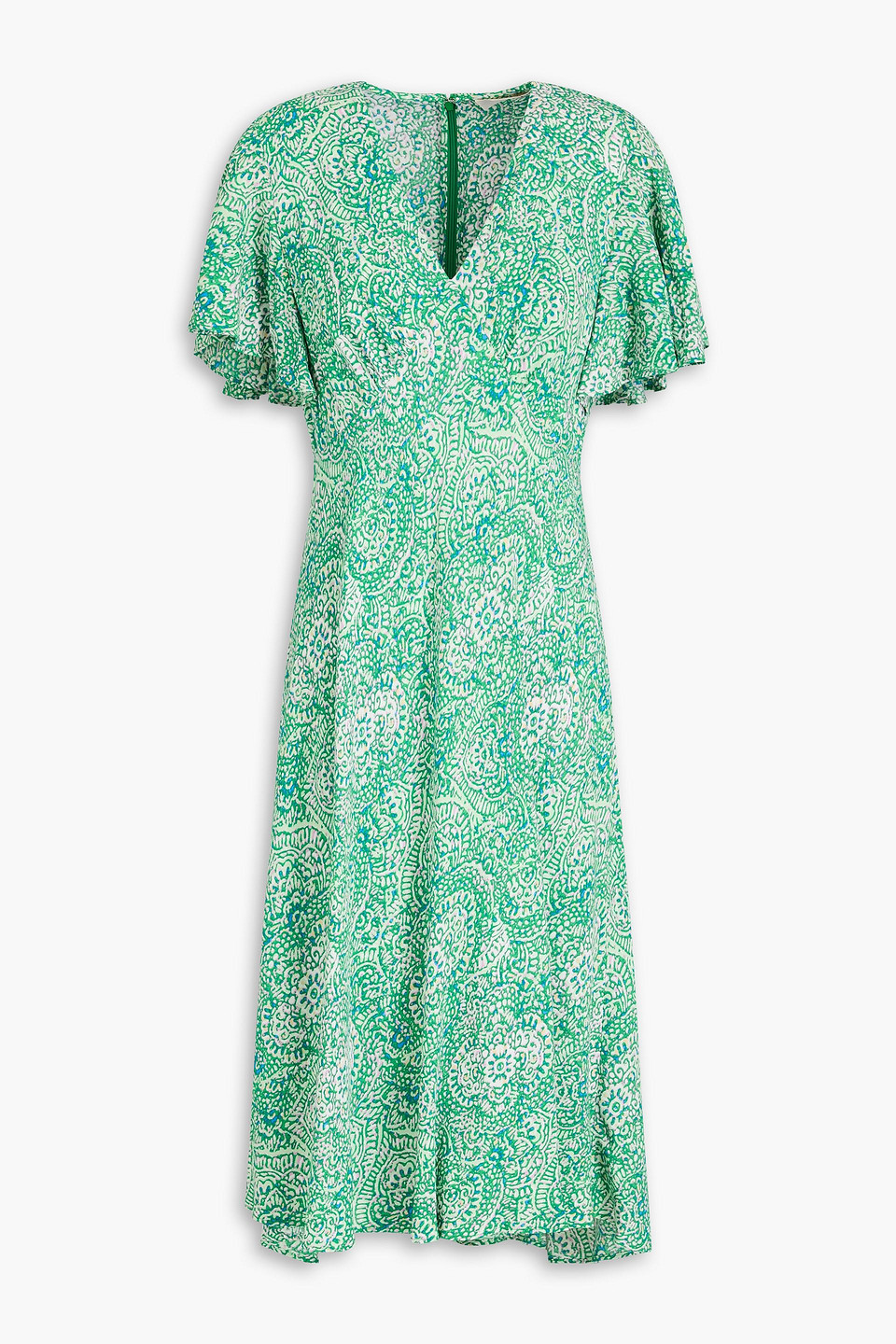 Diane Von Furstenberg Bertie Printed Crepe Midi Dress In Green