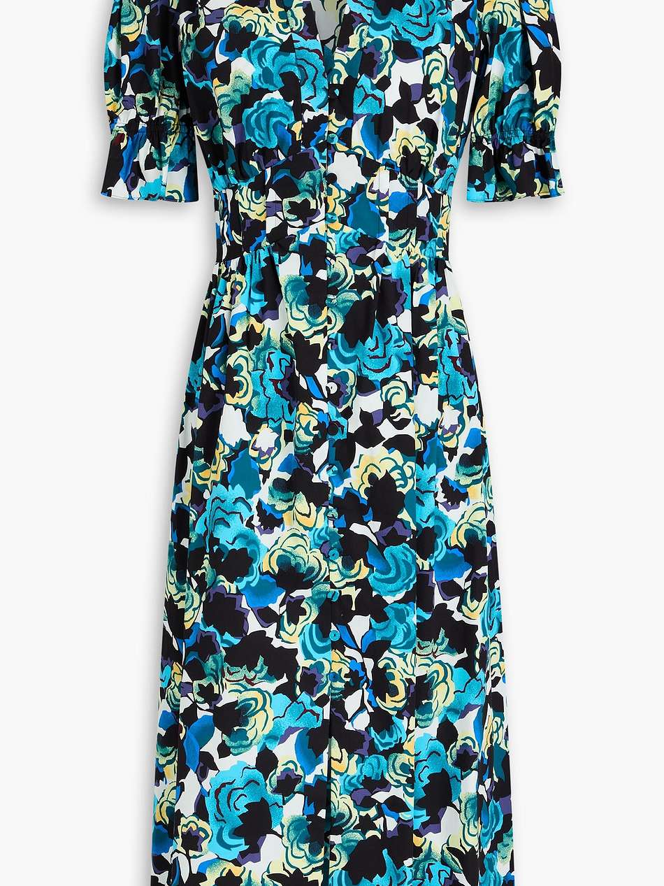 erica printed cotton-blend poplin midi dress