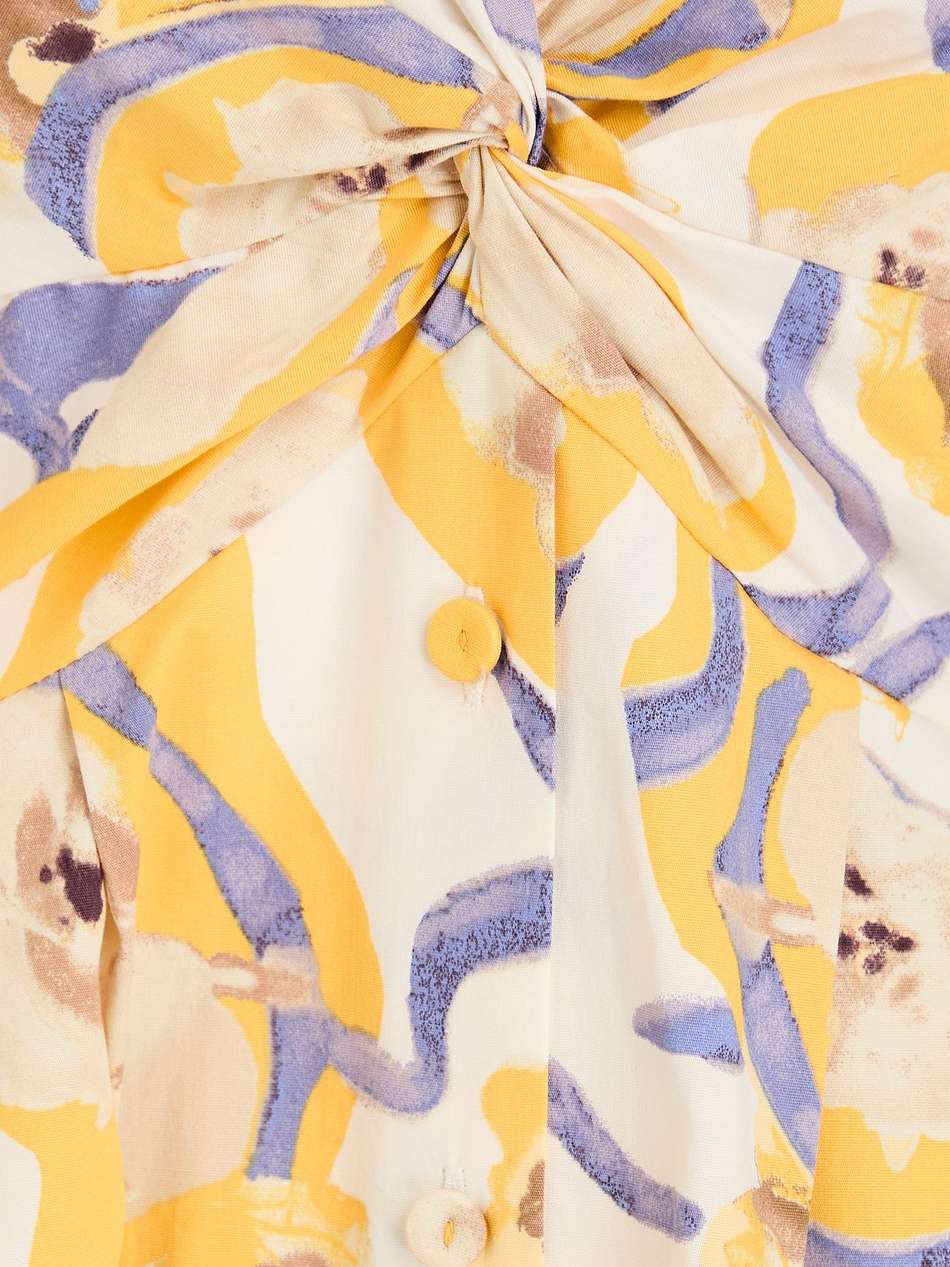 heather twisted floral-print cotton-blend poplin midi dress