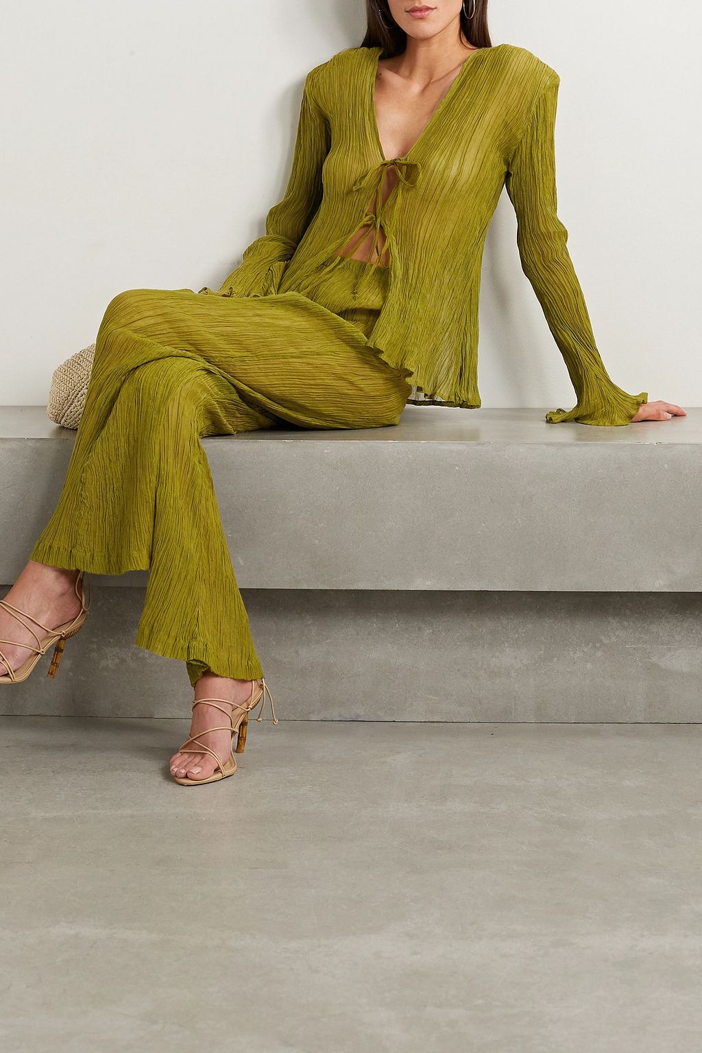 SAVANNAH MORROW Amalfi crinkled cotton and silk-blend top