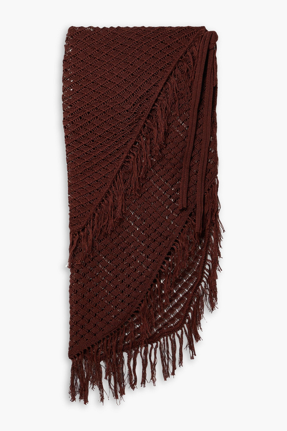 Savannah Morrow Ammoudi Asymmetric Crocheted Pima Cotton Skirt In Chocolate