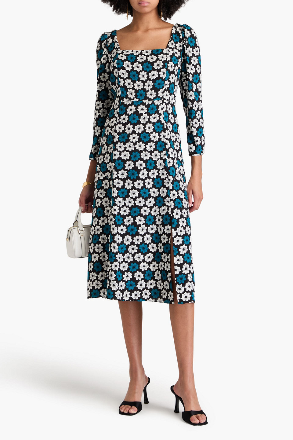 Diane Von Furstenberg Joanna Floral-print Crepe Midi Dress In White