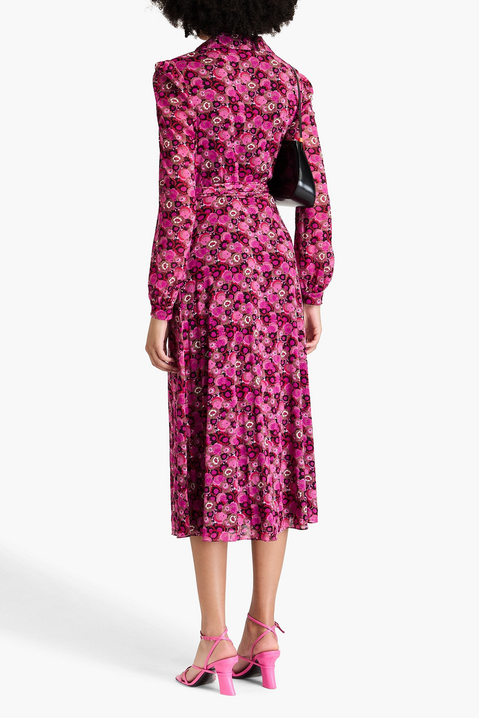 Diane Von Furstenberg Phoenix Mesh Wrap Dress In Magenta