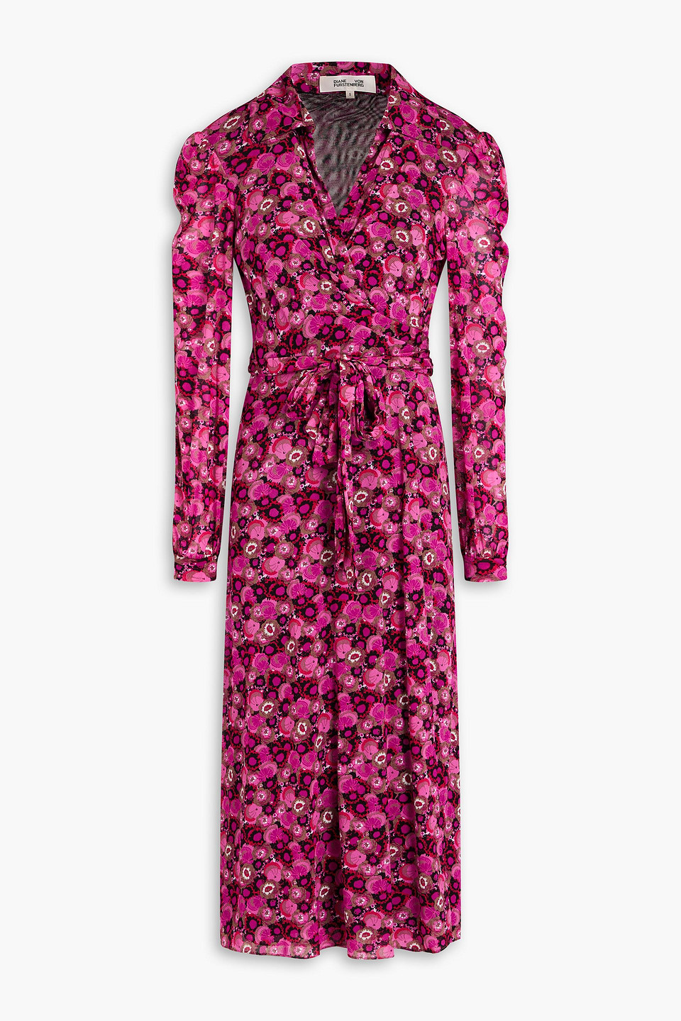 Diane Von Furstenberg Phoenix Mesh Wrap Dress In Magenta