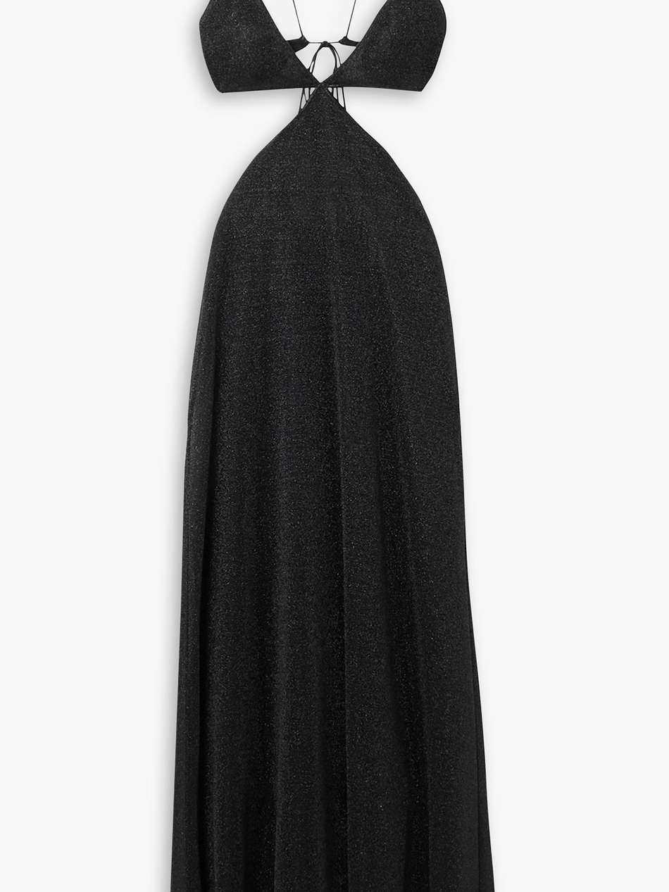 lumière cutout metallic stretch-knit maxi dress