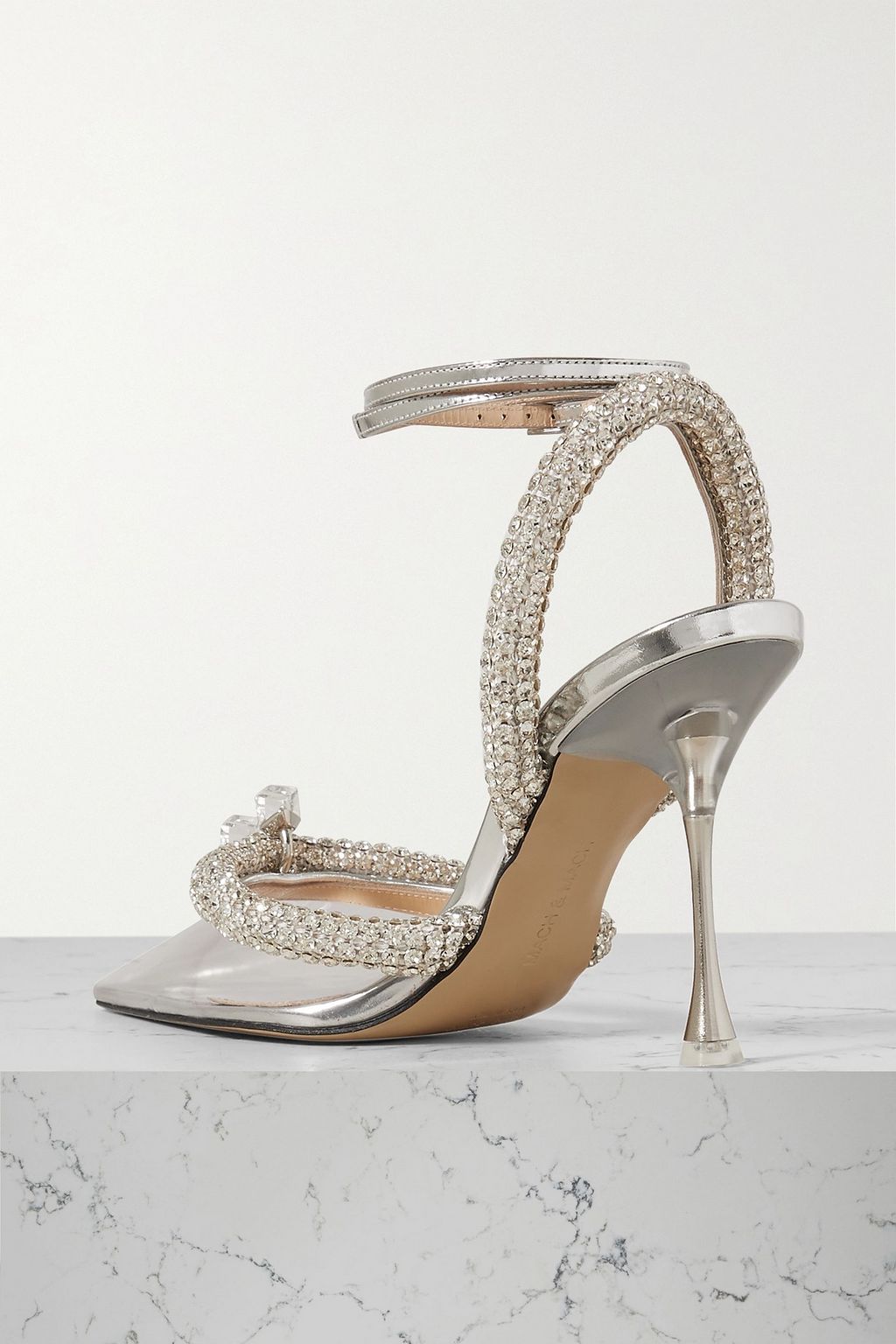 MACH & MACH Georgia crystal-embellished PVC and metallic leather pumps