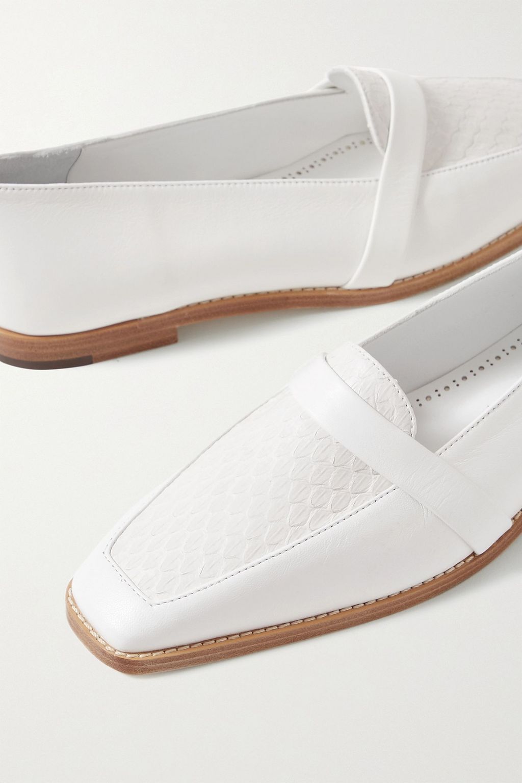 MANOLO BLAHNIK Hydruloa leather and elaphe loafers