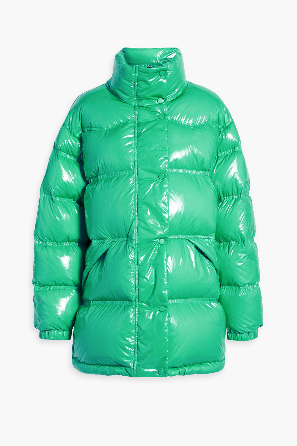 Stand Studio High-shine Finish Padded-design Jacket In Green