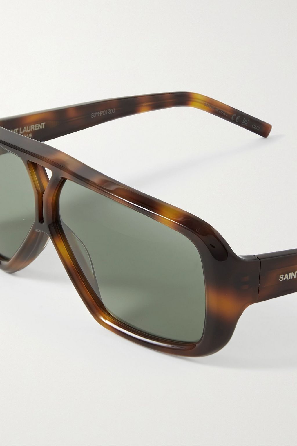 SAINT LAURENT Aviator-style tortoiseshell acetate sunglasses