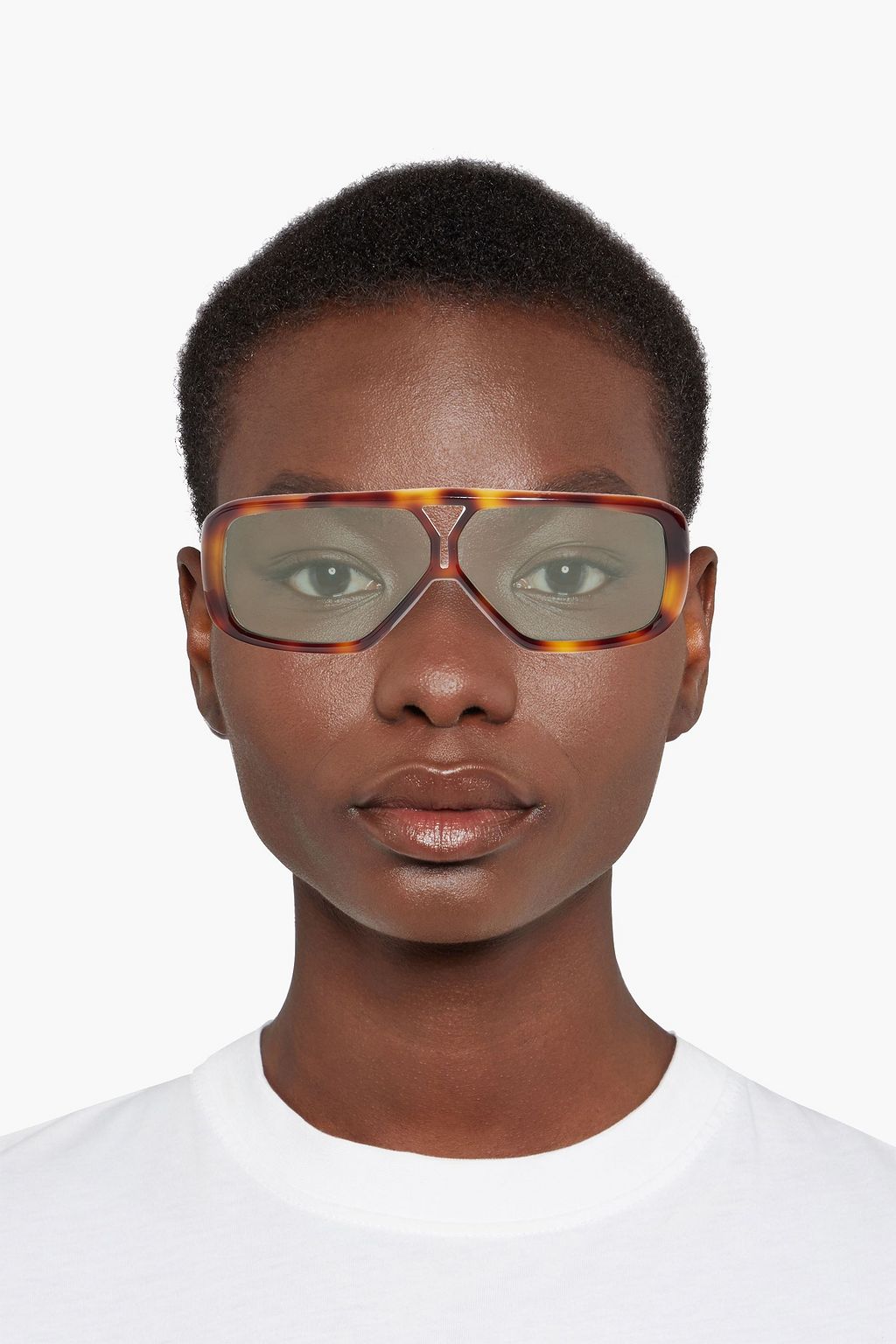 SAINT LAURENT Aviator-style tortoiseshell acetate sunglasses