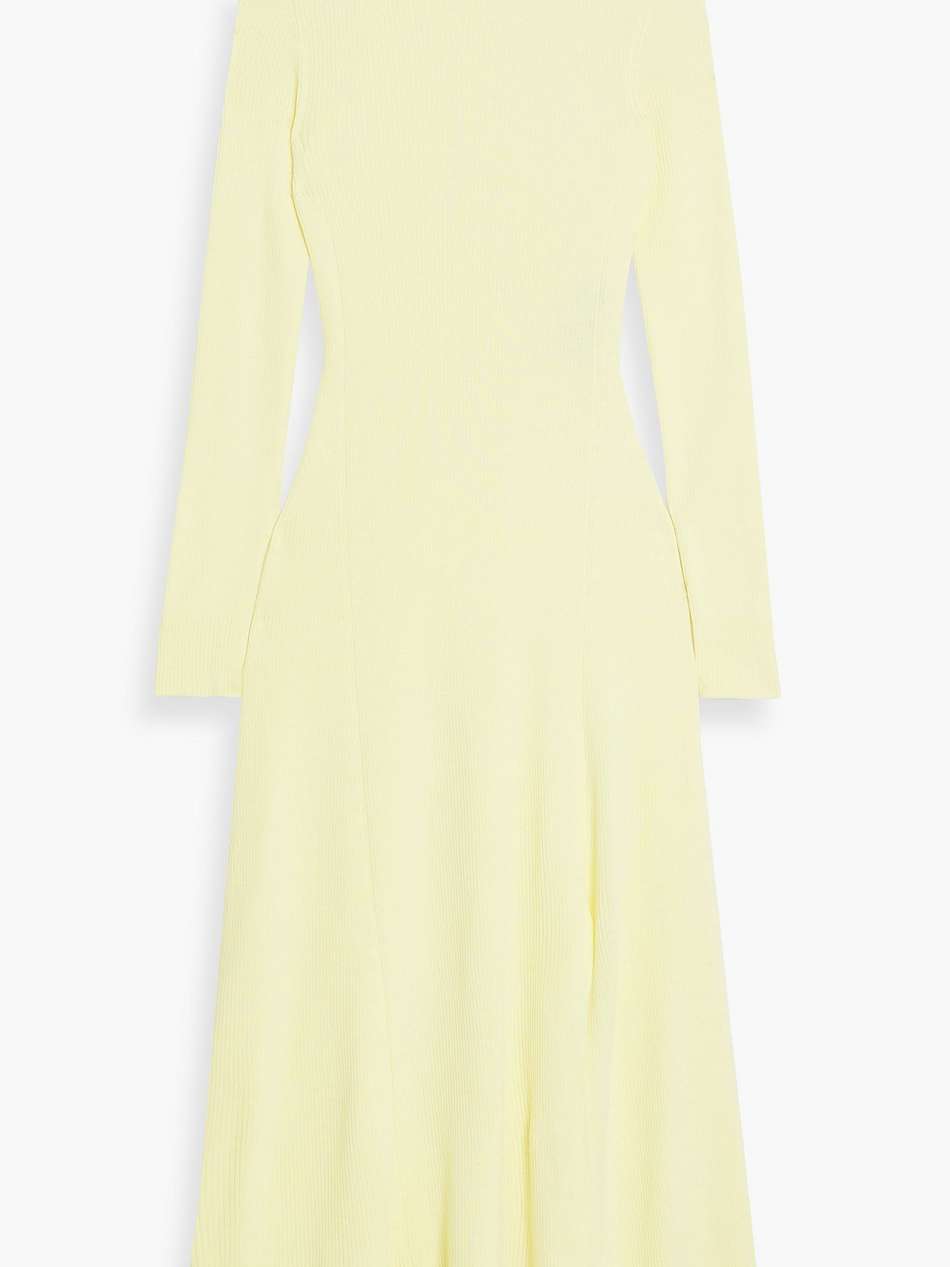 cold-shoulder ribbed wool midi dress