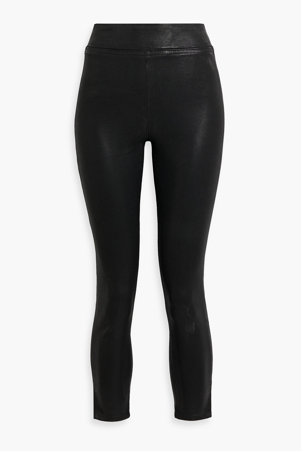 Frame Jestset Cropped Coated Skinny Jeans In Black
