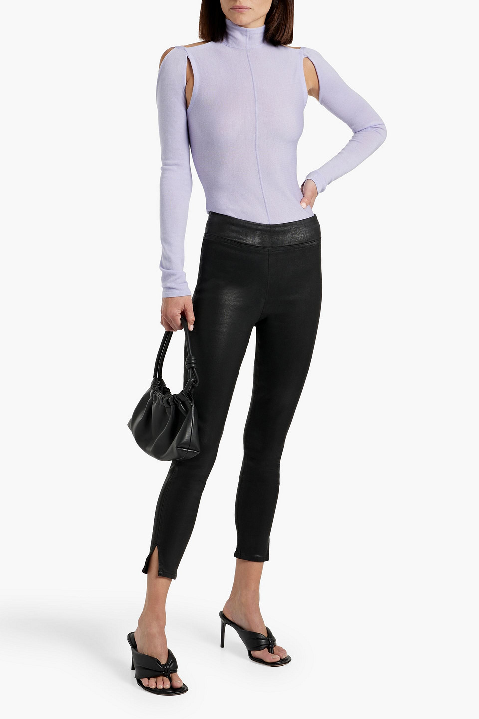 FRAME JESTSET CROPPED COATED SKINNY JEANS 