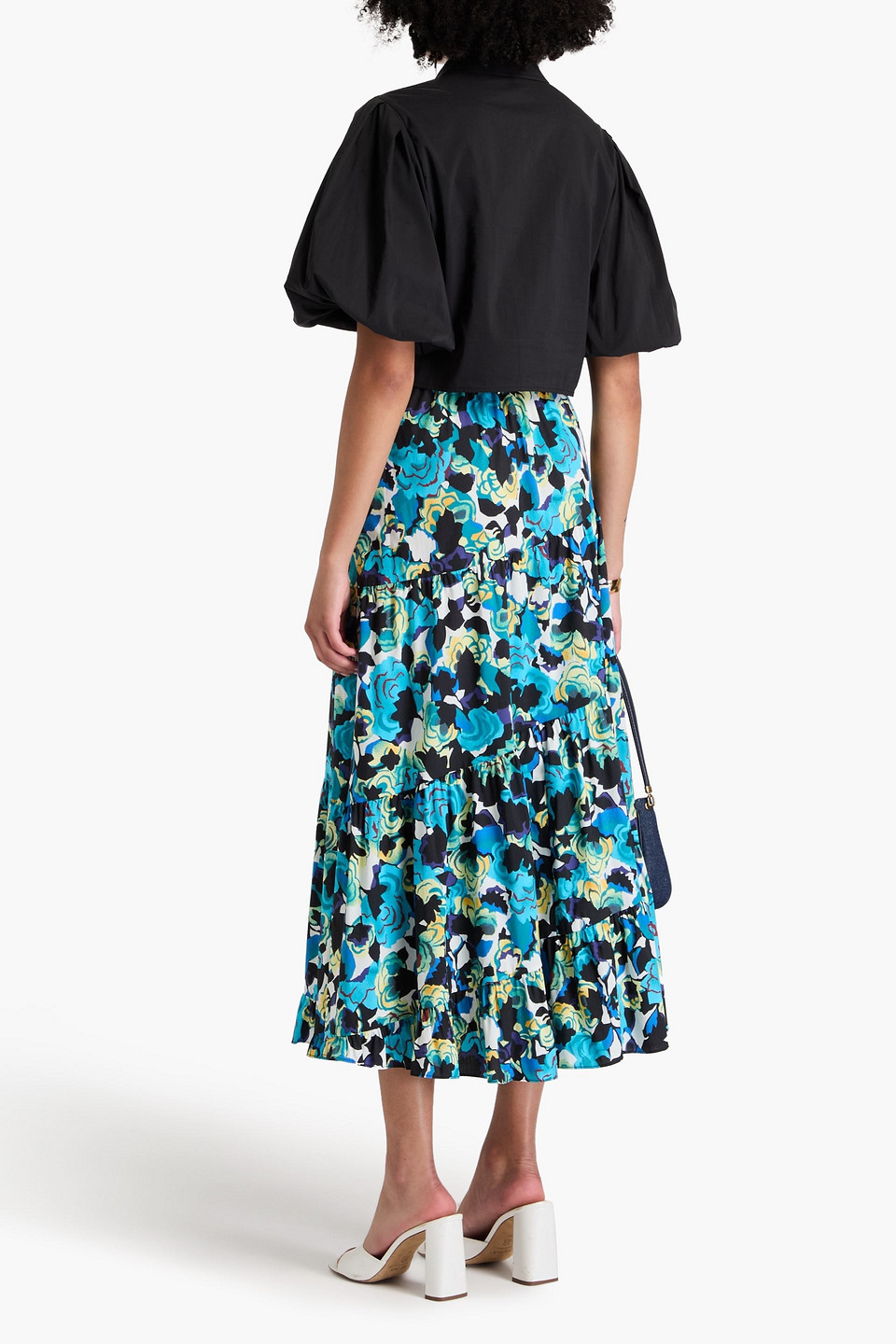 Diane Von Furstenberg High-rise Printed Cotton-blend Midi Skirt In Turquoise