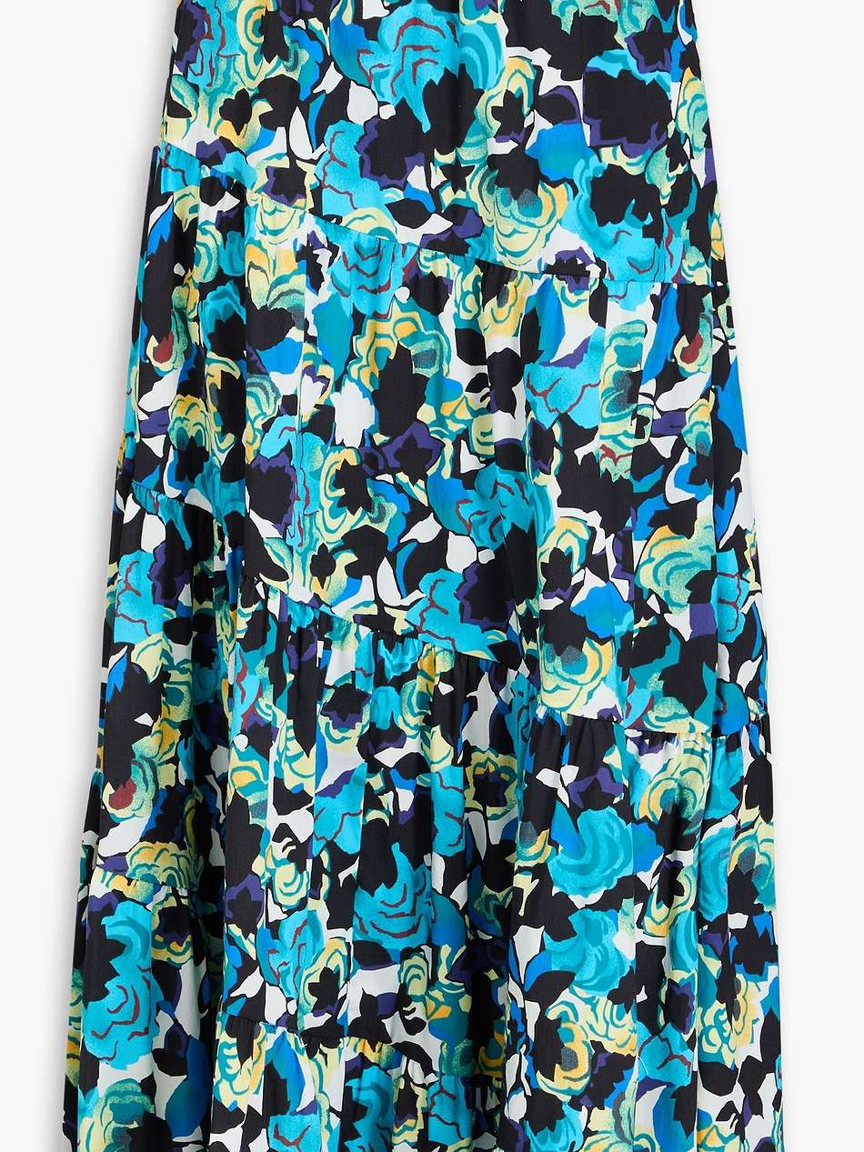 venice printed cotton-blend poplin midi skirt