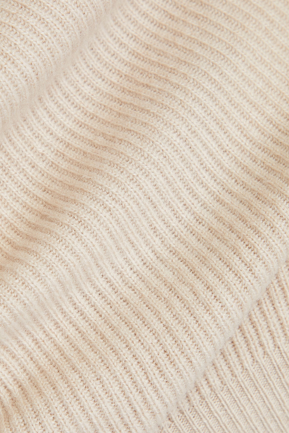 Brunello Cucinelli Cropped Bead-embellished Ribbed Cashmere Top In Beige