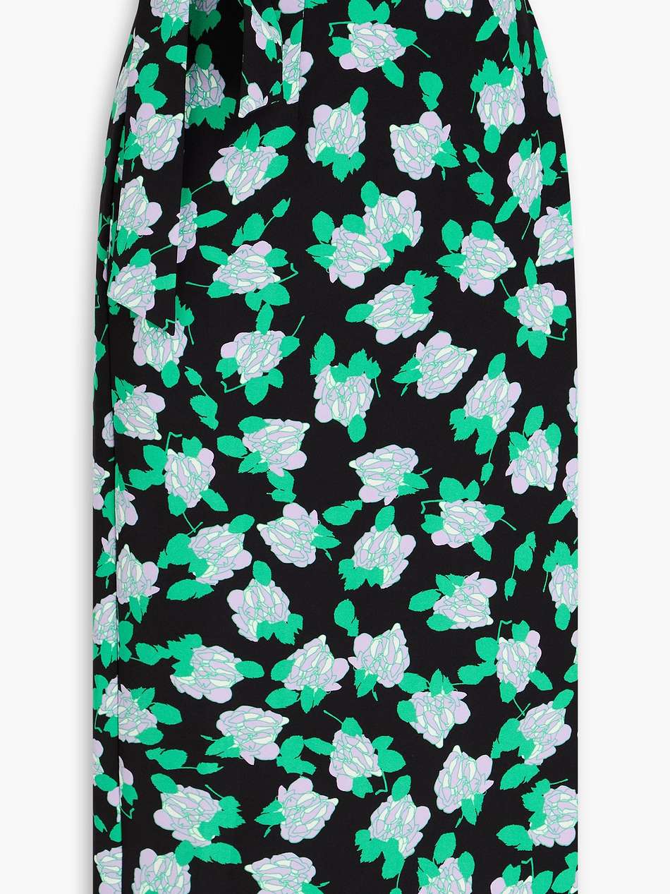 elma floral-print cady midi wrap skirt