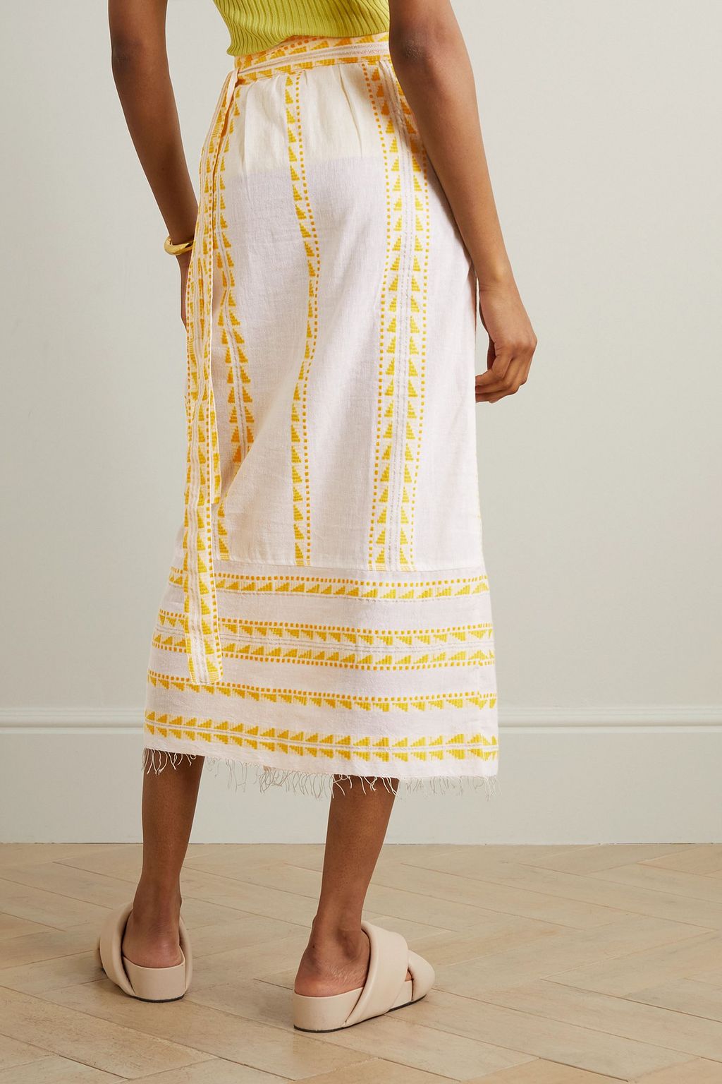 LEMLEM Abeba striped cotton-blend midi wrap skirt
