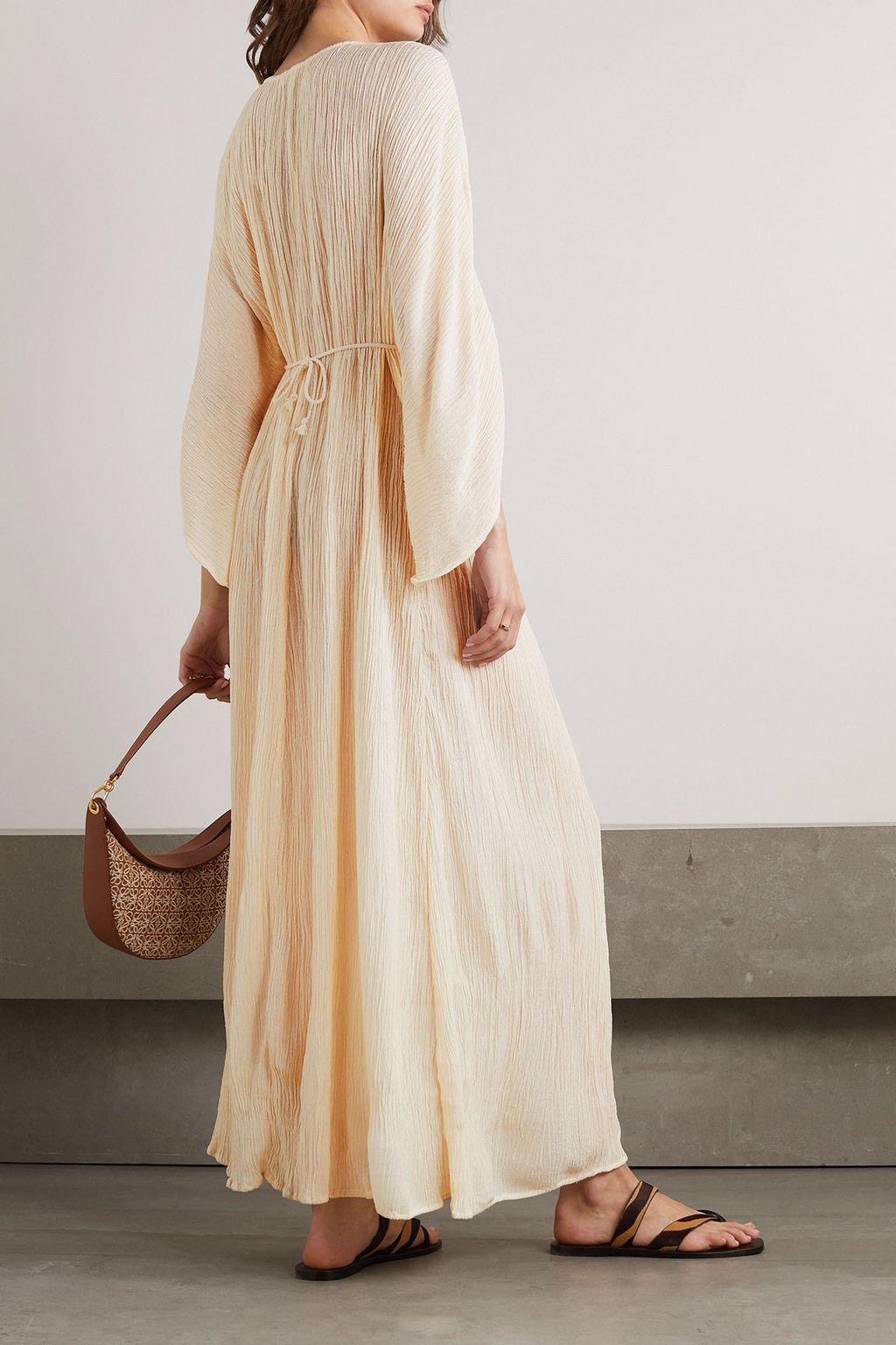 SAVANNAH MORROW Alessia belted silk and bamboo-blend crepon maxi dress