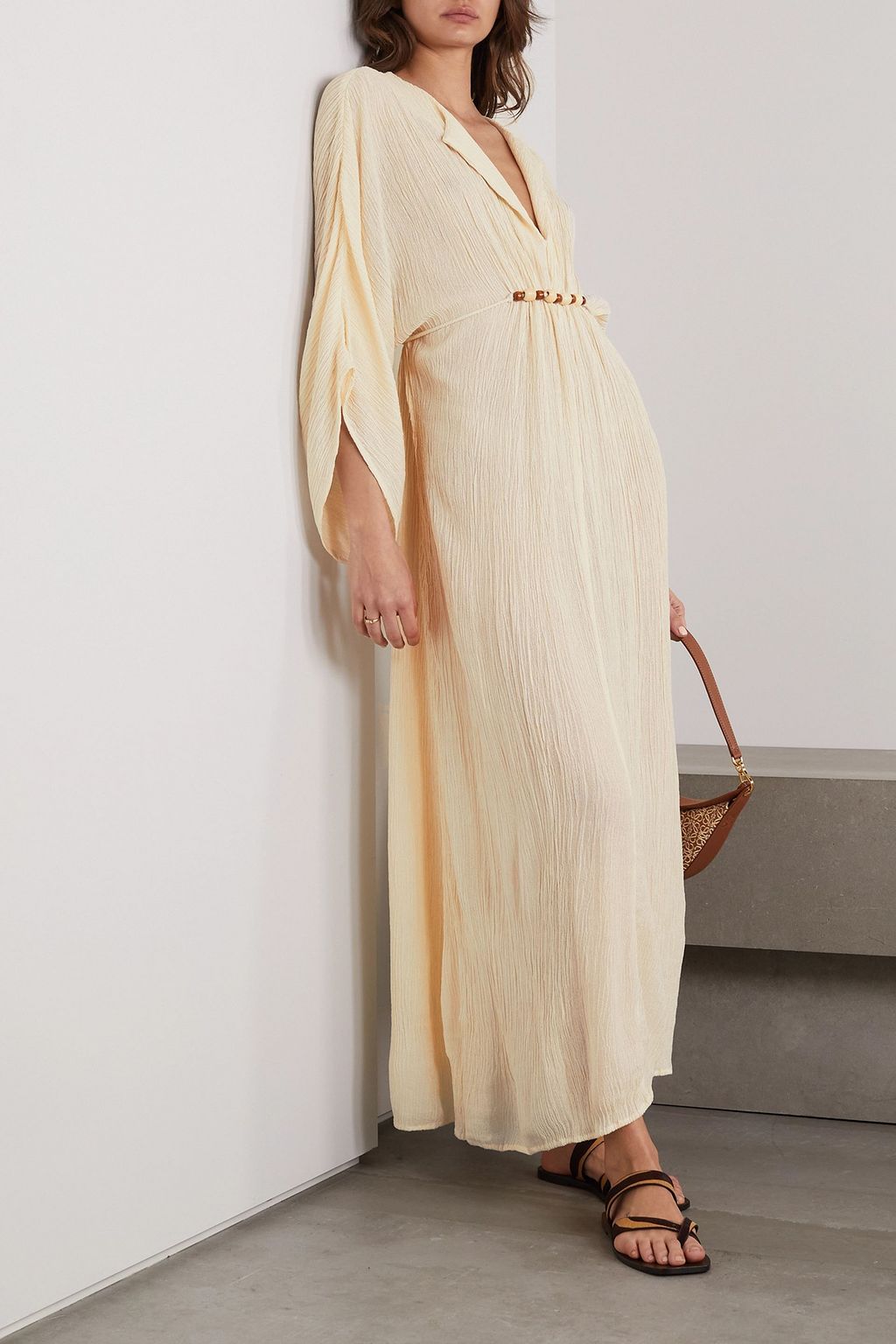 SAVANNAH MORROW Alessia belted silk and bamboo-blend crepon maxi dress