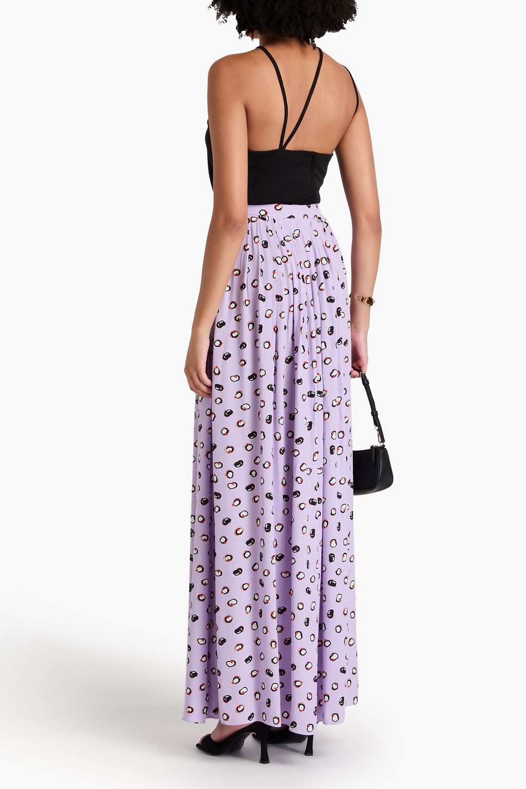 DIANE VON FURSTENBERG تنورة طويلة "شيارا" من الكريب مزينة بطبعات