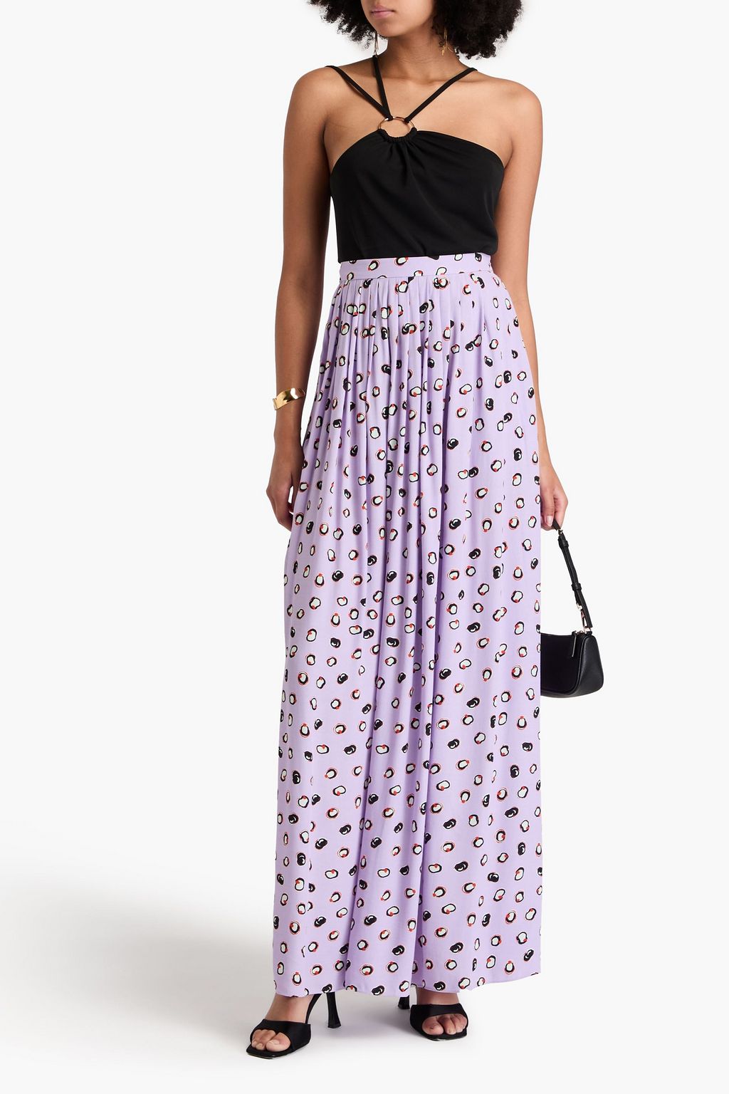 DIANE VON FURSTENBERG تنورة طويلة "شيارا" من الكريب مزينة بطبعات