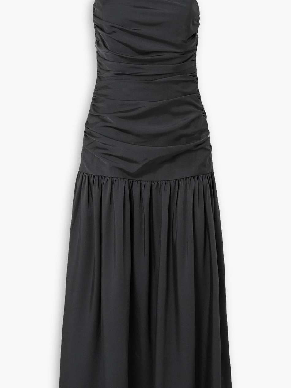natalia ruched duchesse-satin maxi dress