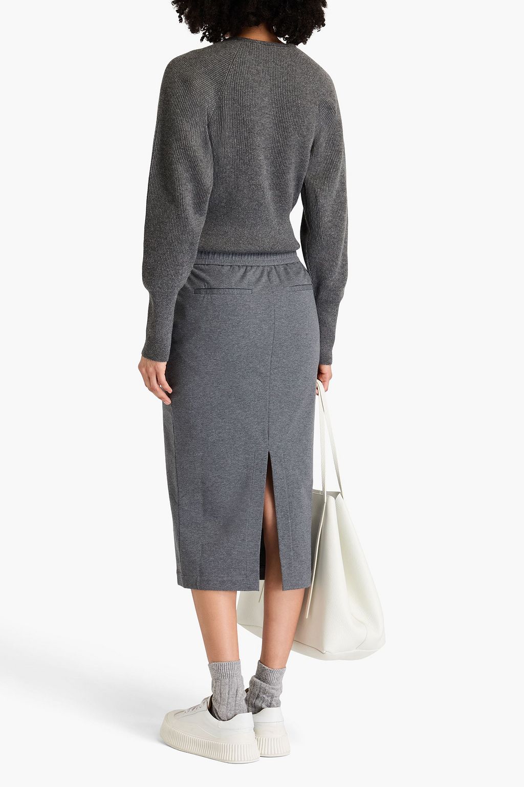 BRUNELLO CUCINELLI Bead-embellished ribbed cashmere cardigan