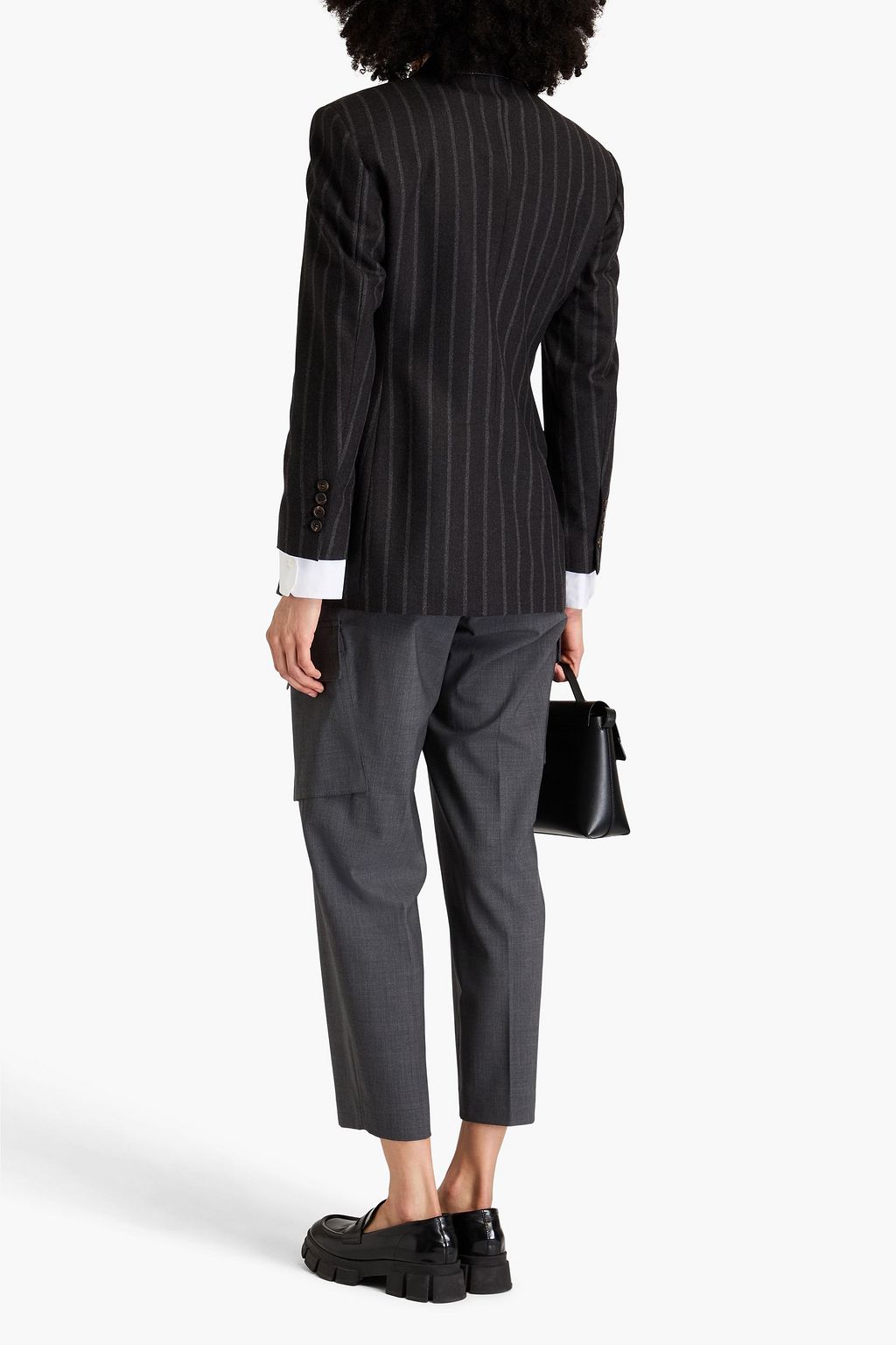 BRUNELLO CUCINELLI 더블 브레스티드 핀스트라이프 울 혼방 블레이저