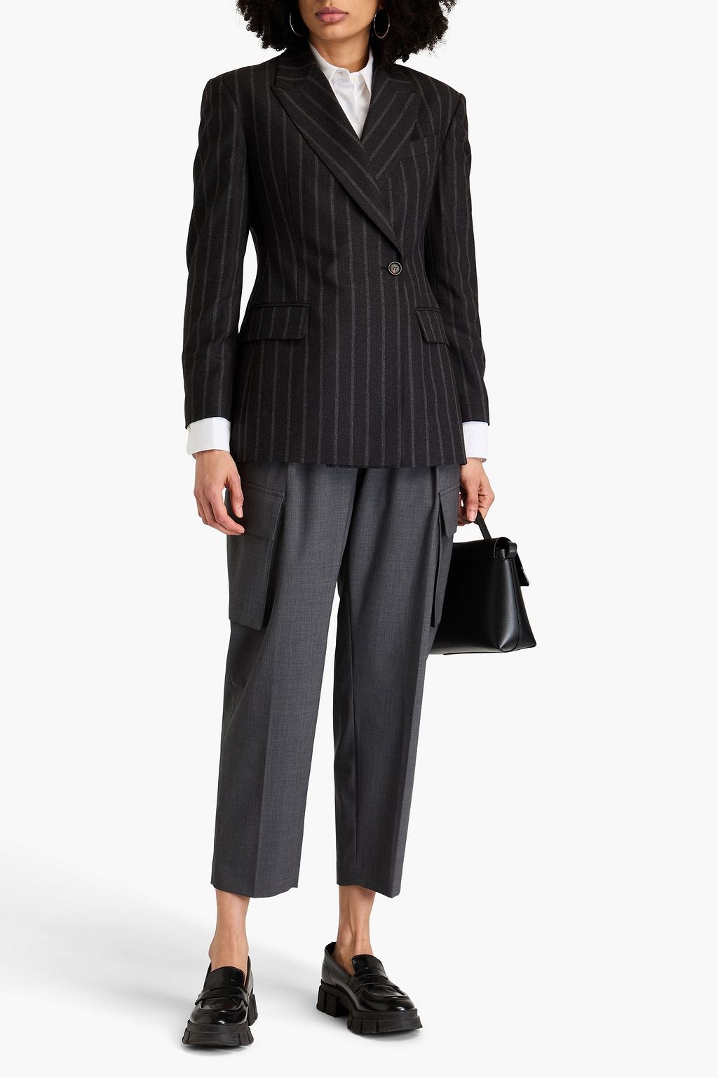 BRUNELLO CUCINELLI 더블 브레스티드 핀스트라이프 울 혼방 블레이저