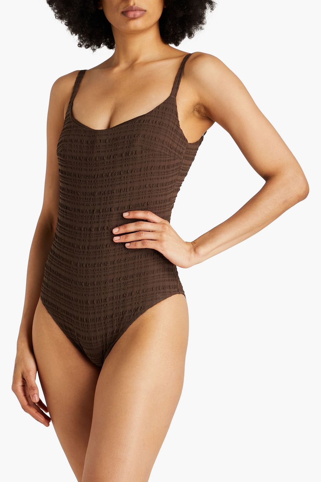 FORM AND FOLD D-G The One seersucker underwired swimsuit