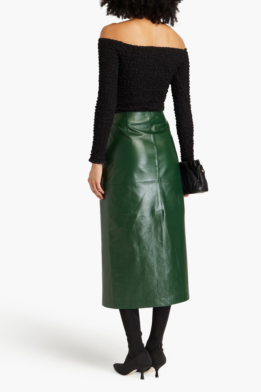 GOLDSIGN Hikson leather midi pencil skirt