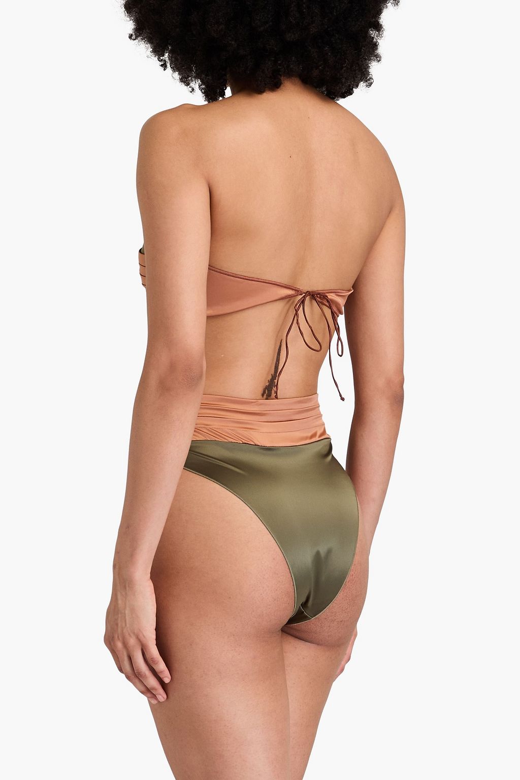 OSÉREE Twist-front stretch-satin bandeau bikini